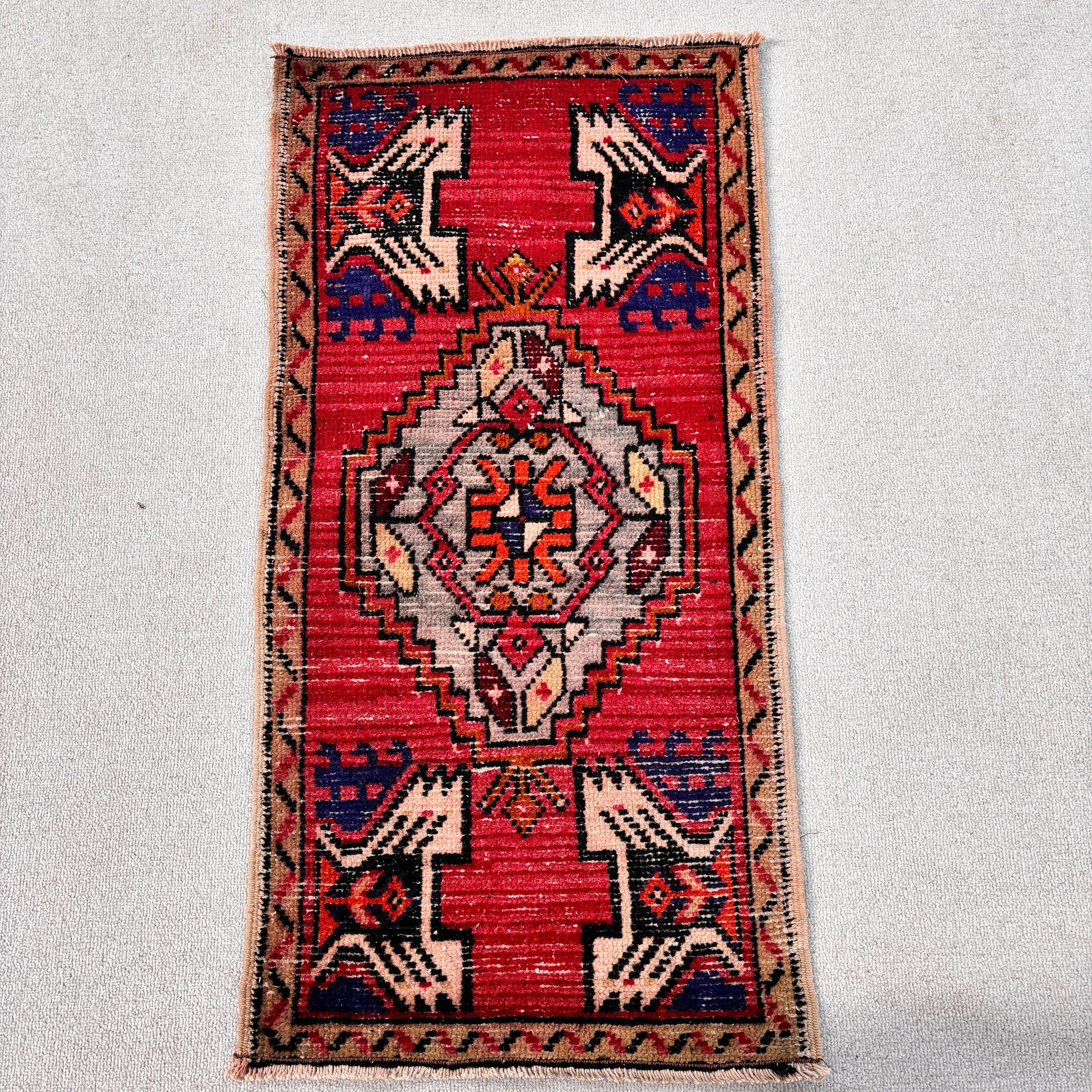 Küçük Alan Halıları, 1,6x3,3 ft Küçük Halılar, Oushak Halıları, Vintage Halılar, Kırmızı Yer Halıları, Banyo Halısı, Türk Halısı, Boho Halıları, Çocuk Halısı