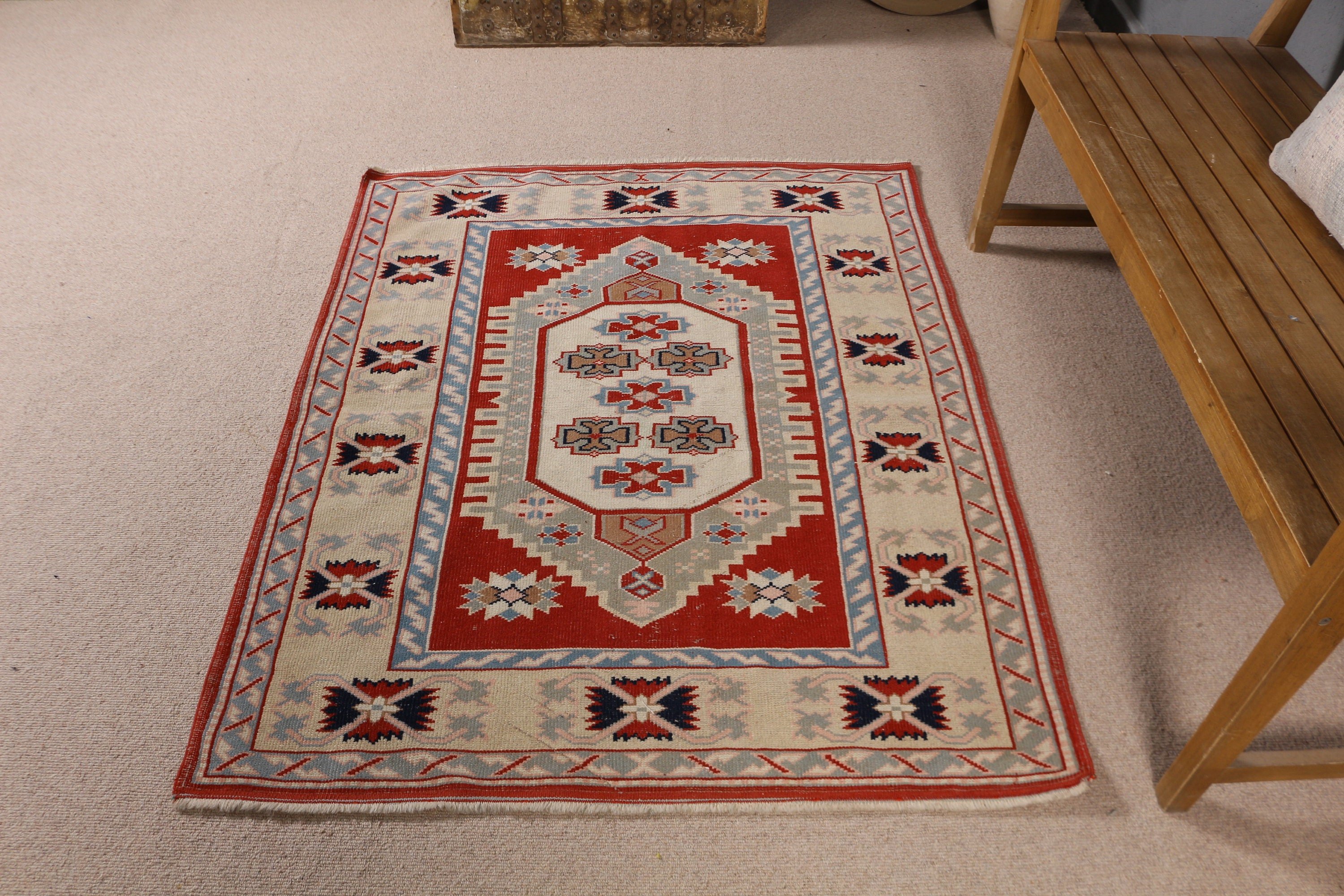 Antique Rug, Beige  3.8x4.9 ft Accent Rugs, Vintage Rugs, Moroccan Rug, Nursery Rugs, Kitchen Rugs, Turkish Rugs, Ethnic Rug