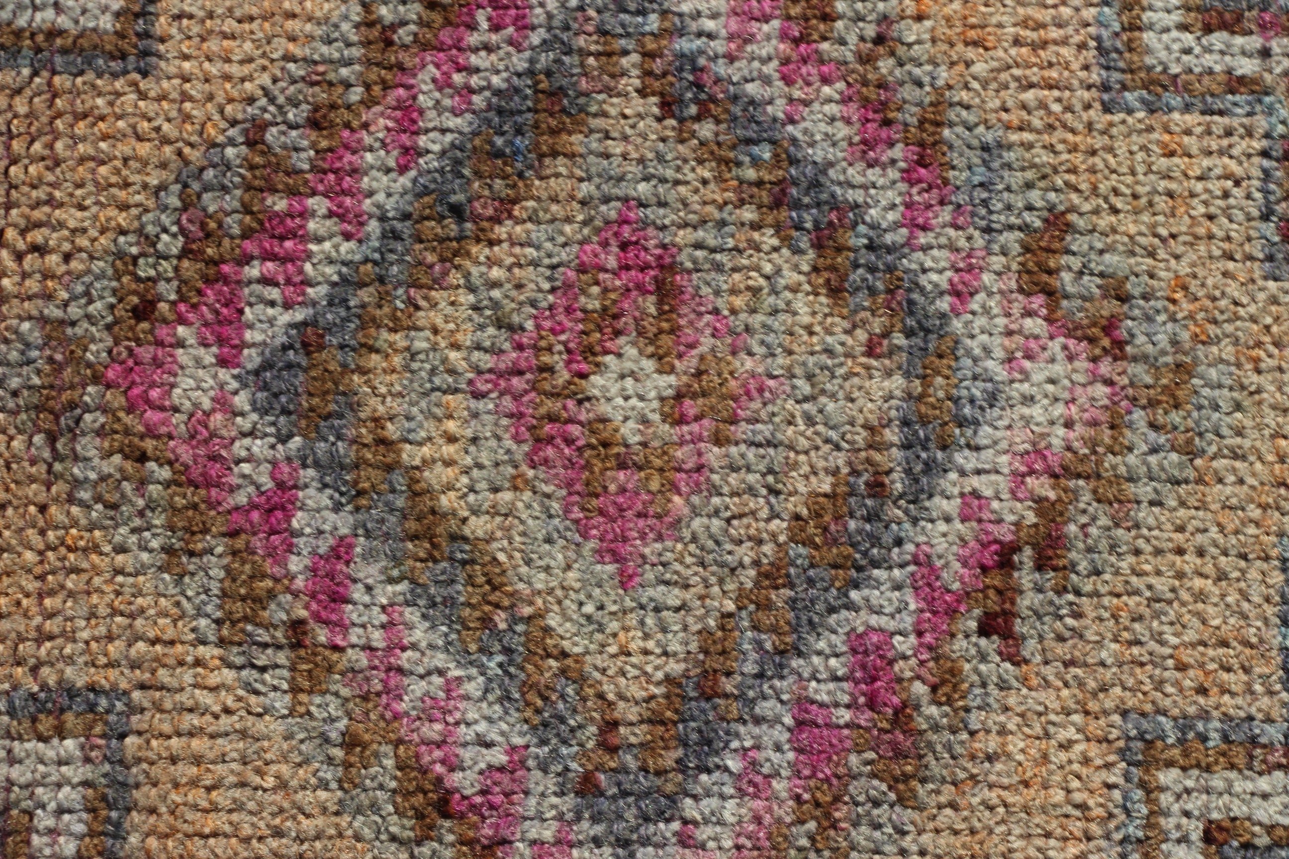 Pembe Geometrik Halılar, Vintage Halı, Koridor Halısı, Türk Halısı, 2.9x12.7 ft Runner Halısı, Düz Dokuma Halısı, Uzun Yolluk Halıları