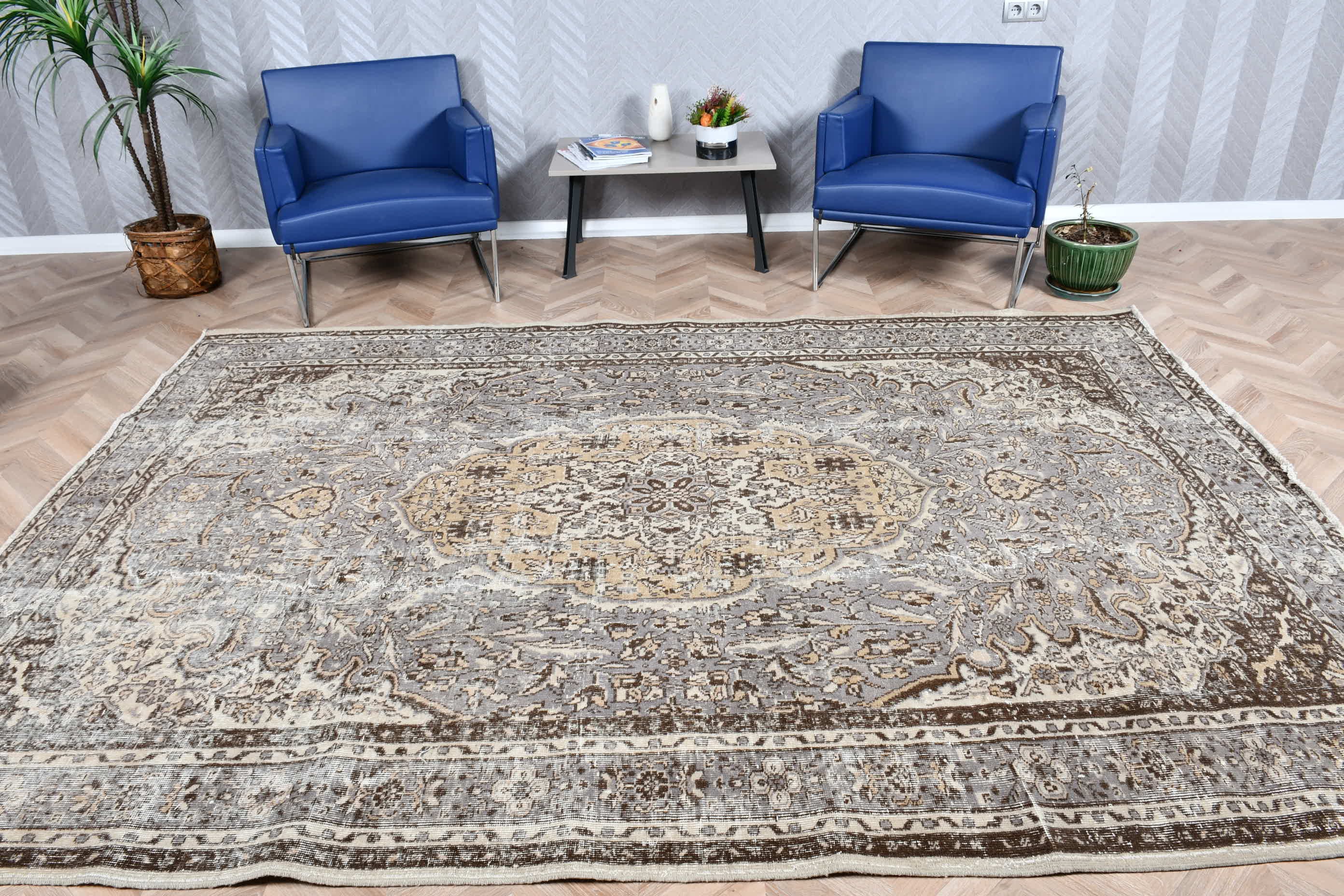 Dining Room Rug, Vintage Rug, Salon Rugs, Gray  7x10.1 ft Oversize Rugs, Moroccan Rug, Bedroom Rug, Turkish Rug, Custom Rug
