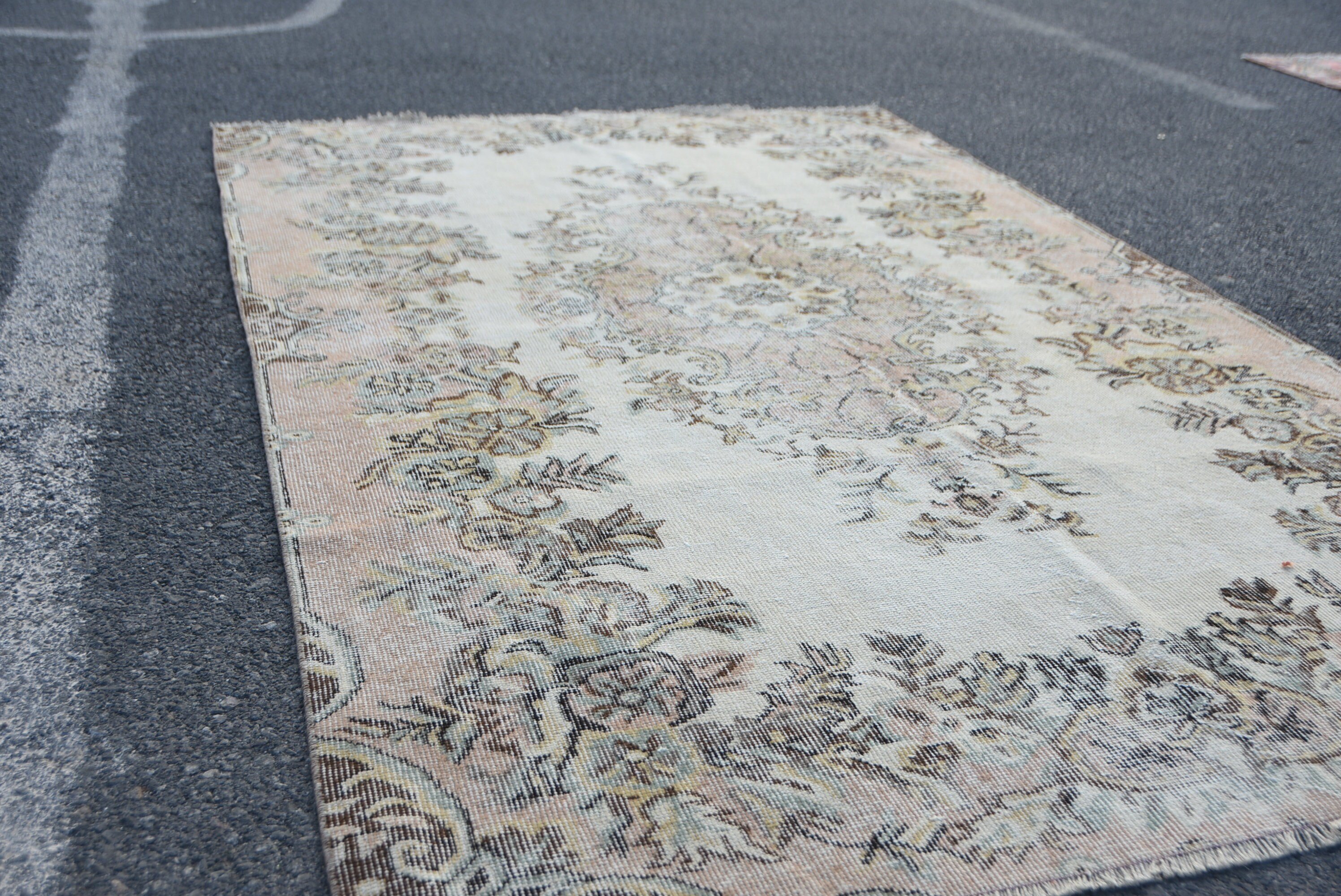 Vintage Rug, Floor Rug, Rugs for Kitchen, Beige Kitchen Rugs, Oushak Rug, Vintage Decor Rug, Turkish Rugs, Bedroom Rugs, 4.9x8 ft Area Rug