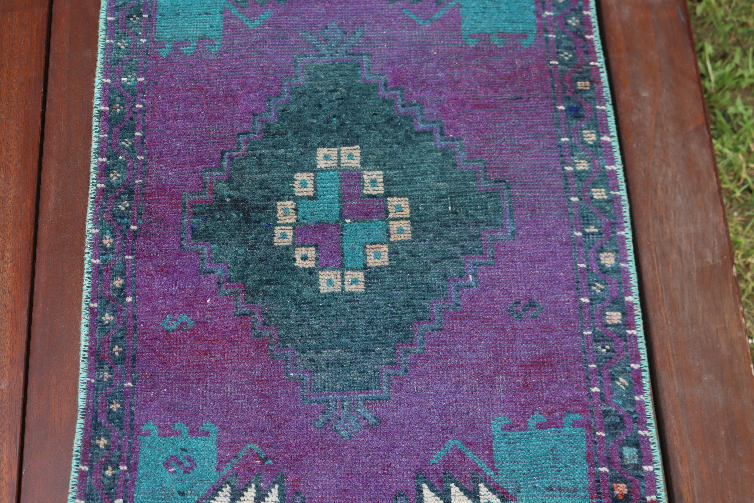 Purple  1.7x3.7 ft Small Rugs, Handwoven Rug, Door Mat Rug, Bath Rug, Turkish Rug, Office Rug, Geometric Rugs, Vintage Rugs