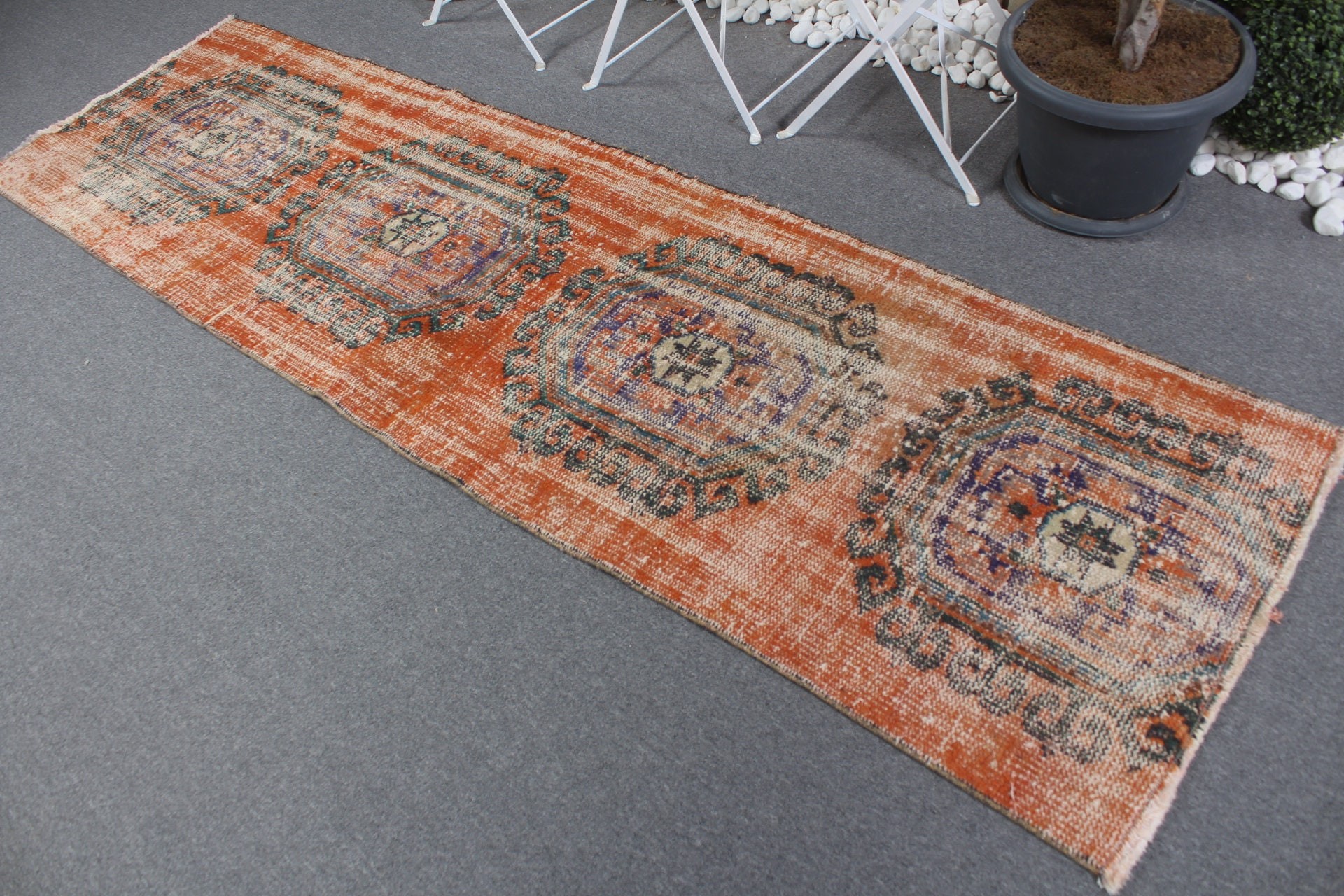 Orange Bedroom Rug, Stair Rug, 2.6x8.8 ft Runner Rug, Turkish Rug, Office Rugs, Anatolian Rug, Moroccan Rug, Kitchen Rugs, Vintage Rug