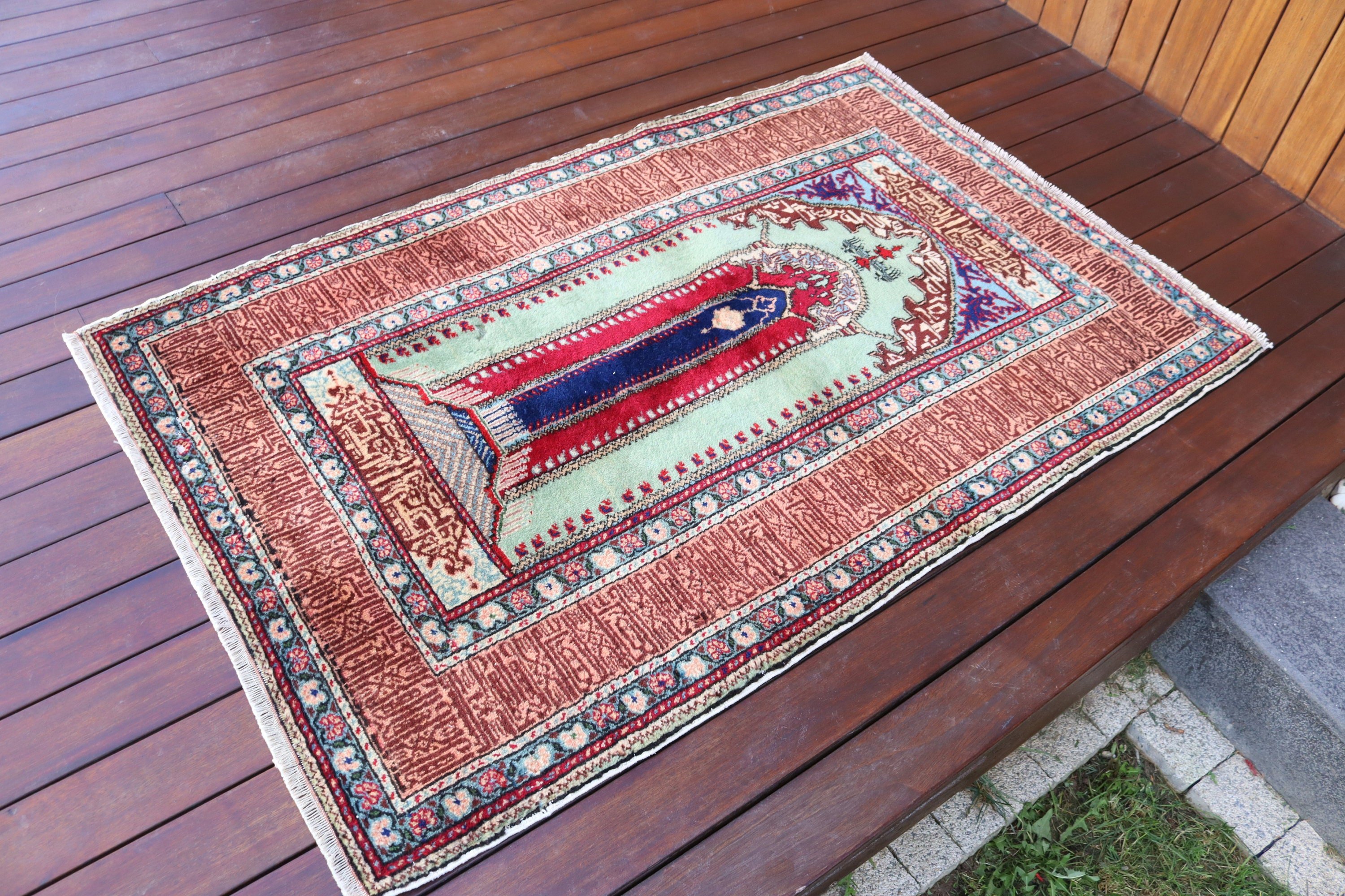 Geometric Rugs, Bath Rugs, Home Decor Rugs, Small Vintage Rugs, 3x4.6 ft Small Rugs, Green Geometric Rugs, Vintage Rug, Turkish Rug