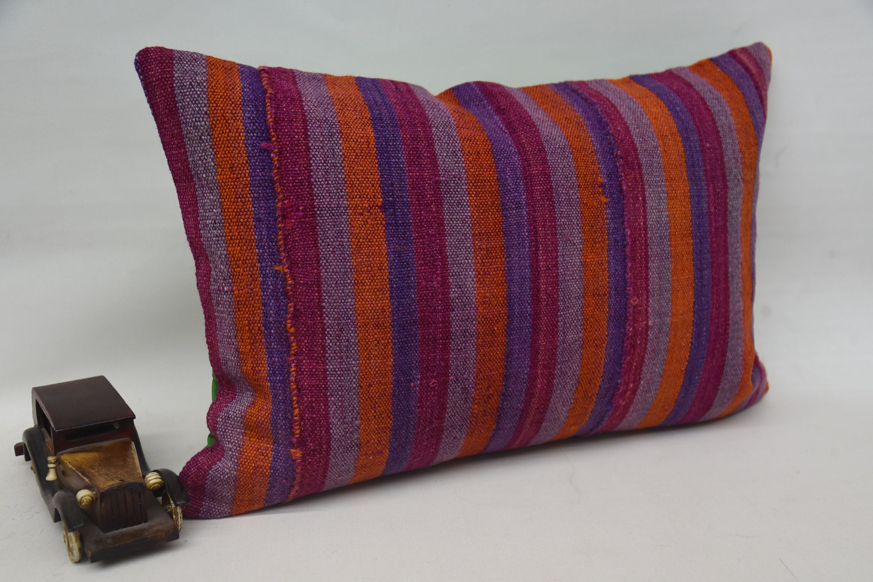 Vintage Kilim Throw Pillow, Turkish Kilim Pillow, Wool Kilim Pillow Pillow Sham, 16"x24" Pink Pillow Cover, Kilim Pillow