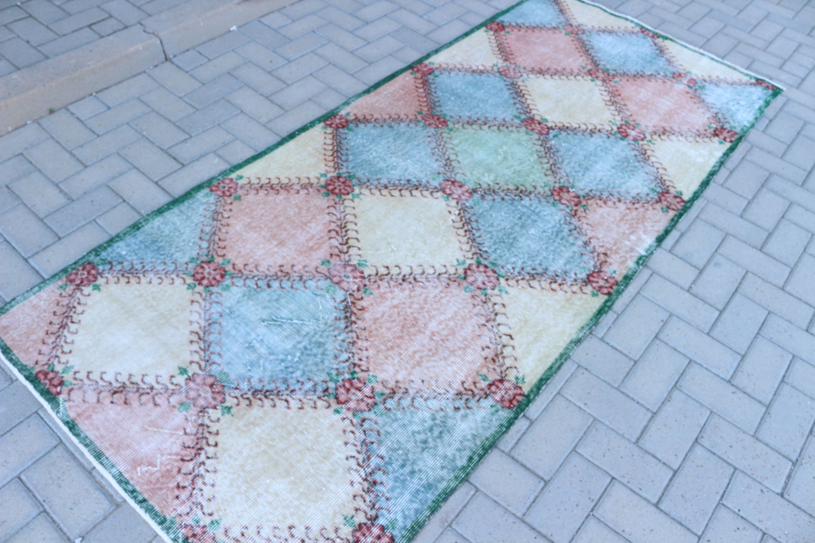 Vintage Rugs, Oriental Rug, Cute Rug, Dining Room Rug, 3.6x8.4 ft Area Rug, Turkish Rug, Green Antique Rugs, Rugs for Floor, Kitchen Rug