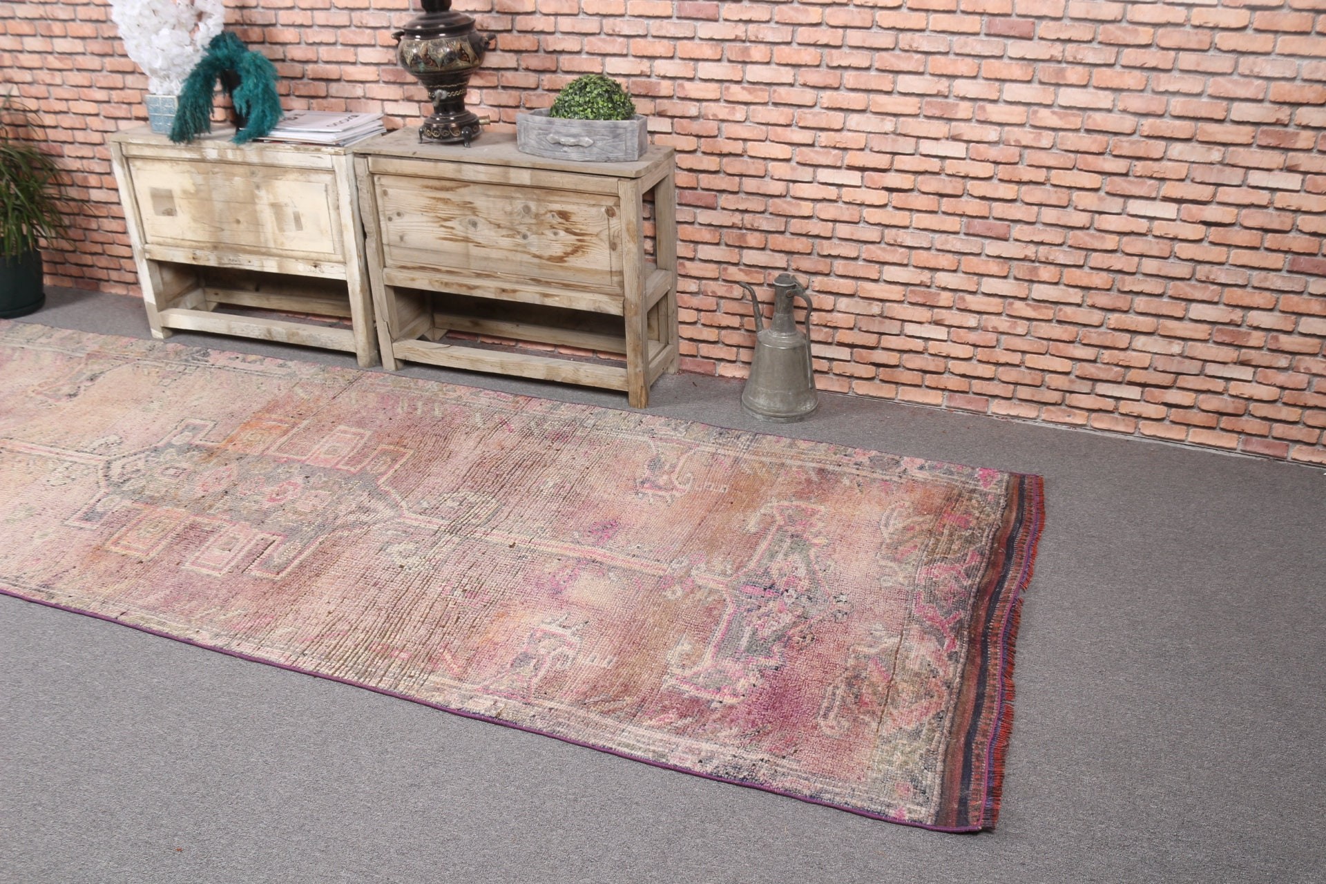 Türk Halıları, Vintage Halılar, Koridor Halısı, 3.8x11.5 ft Runner Halısı, Runner Halıları, Bej Zemin Halısı, Fas Halısı, Oryantal Halı, Eski Halı