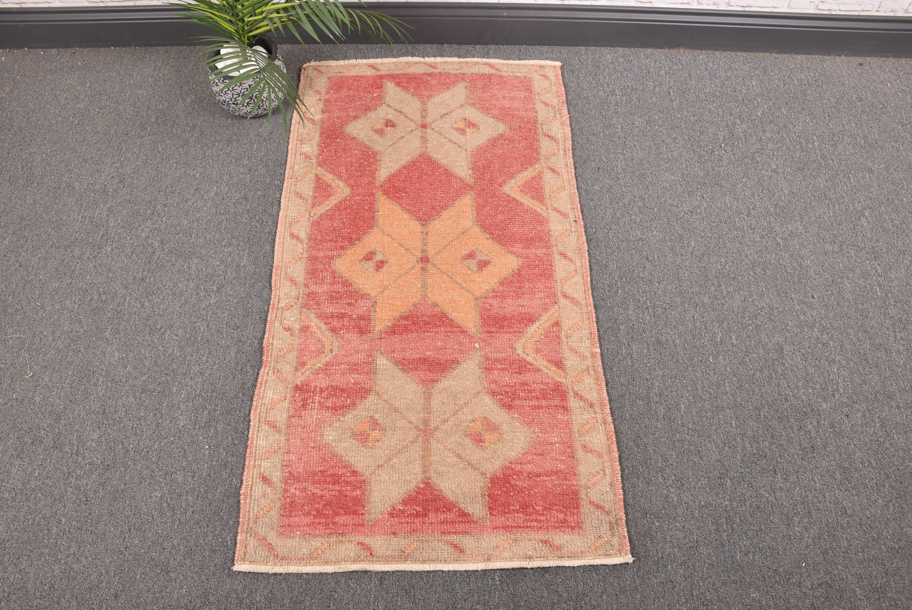 Turkish Rugs, Vintage Rug, Pink Luxury Rugs, Neutral Rugs, Entry Rugs, Oushak Rugs, 1.9x3.6 ft Small Rug, Door Mat Rugs, Office Rugs