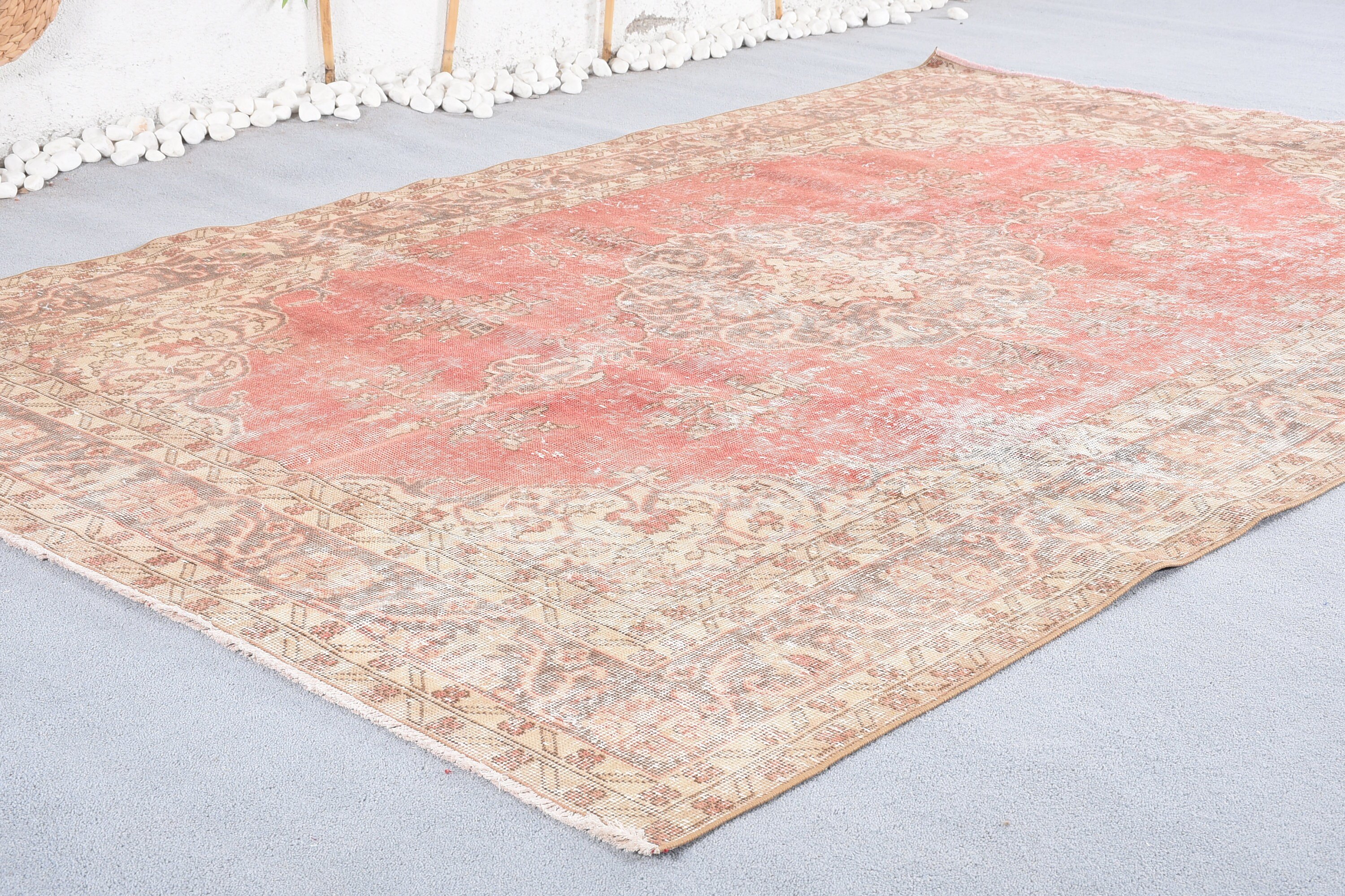 Custom Rug, Salon Rugs, Turkish Rug, Oushak Rugs, Living Room Rug, Vintage Rug, Red Anatolian Rug, 6.2x9.6 ft Large Rugs