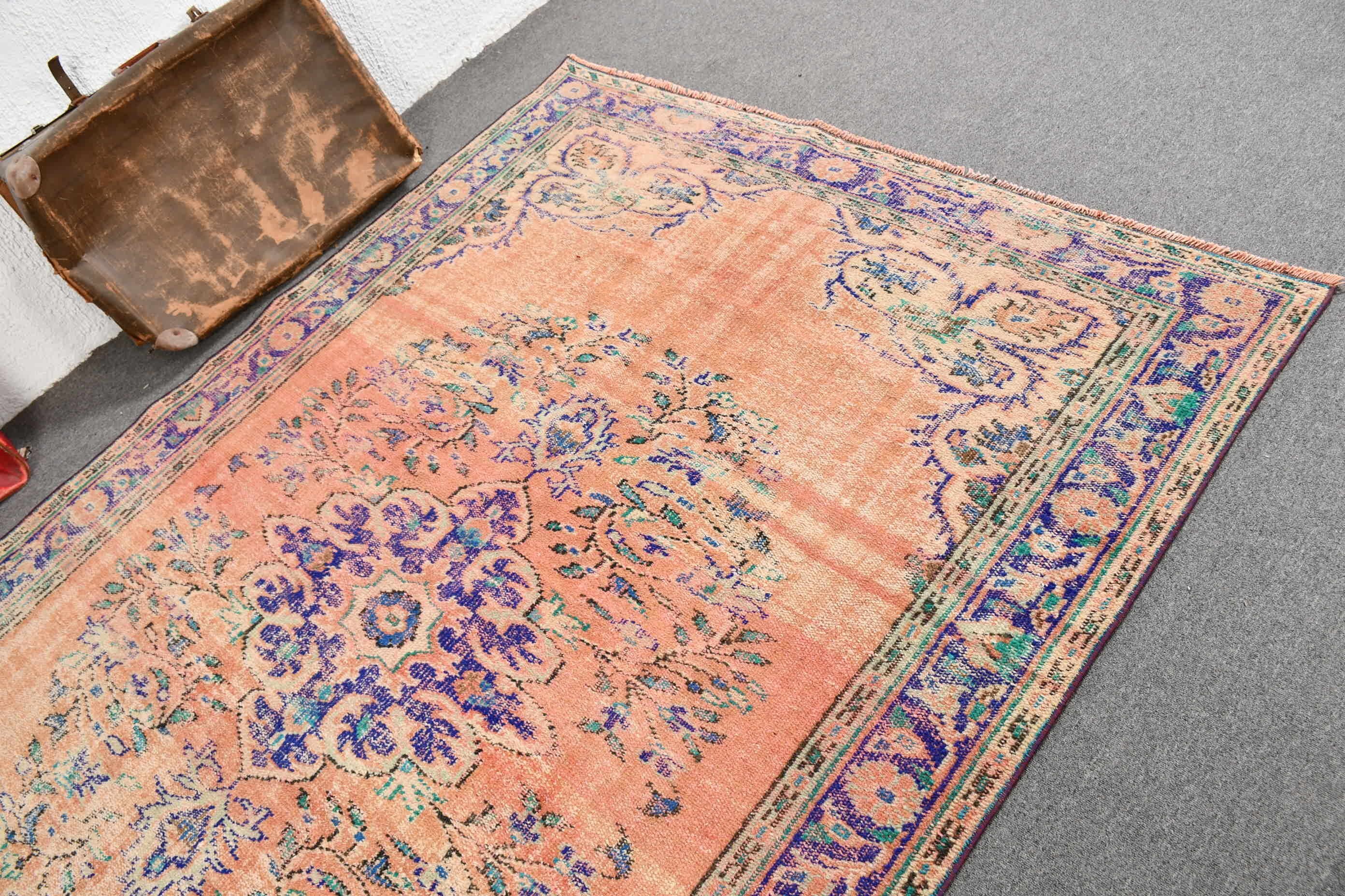 Vintage Rug, Turkish Rug, Anatolian Rugs, Bedroom Rug, Rugs for Dining Room, Orange Oriental Rug, 5.9x8.5 ft Large Rug, Dining Room Rug