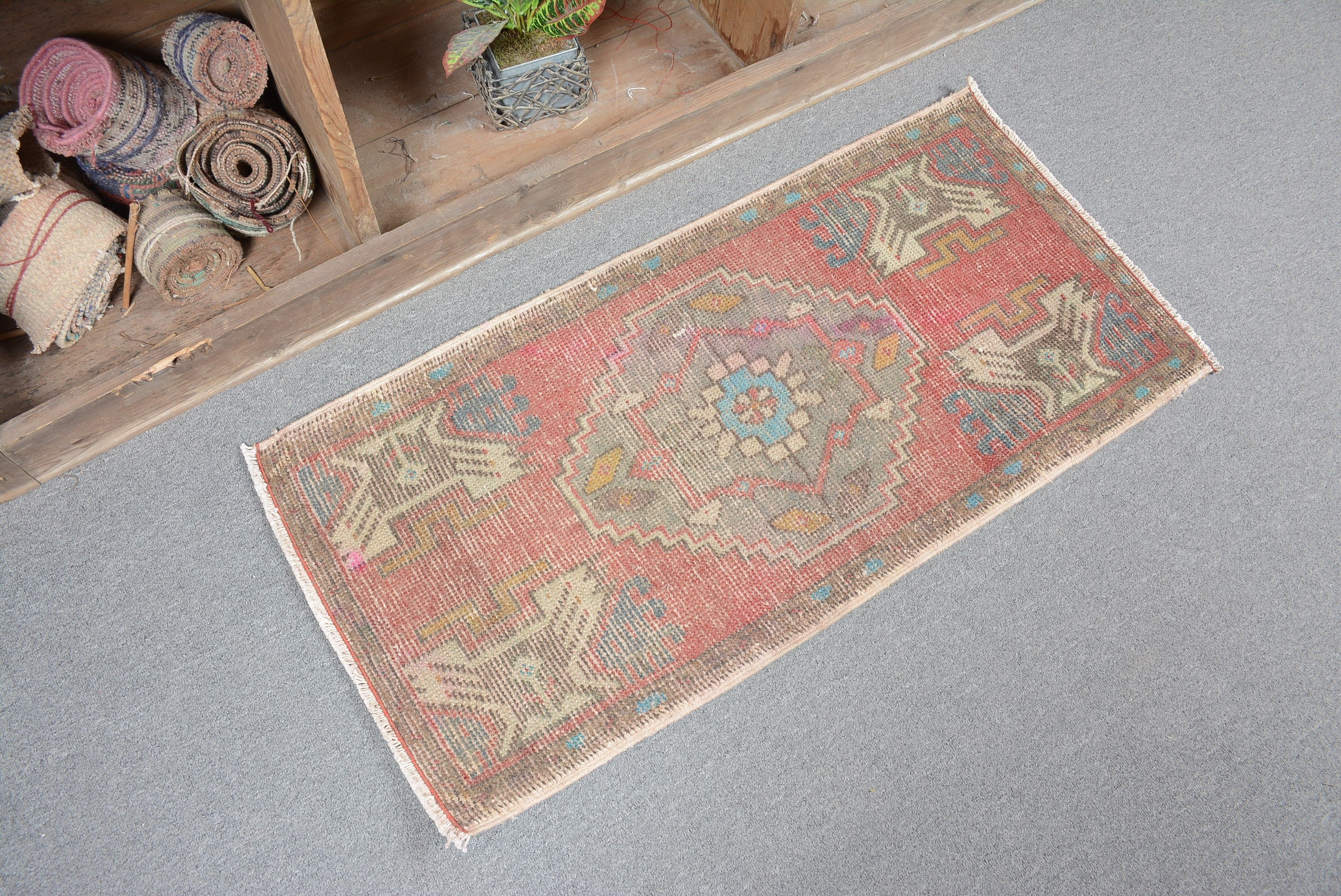 Oriental Rugs, Red Oriental Rugs, Wall Hanging Rug, 1.6x3.3 ft Small Rug, Vintage Rugs, Designer Rug, Car Mat Rug, Floor Rug, Turkish Rug