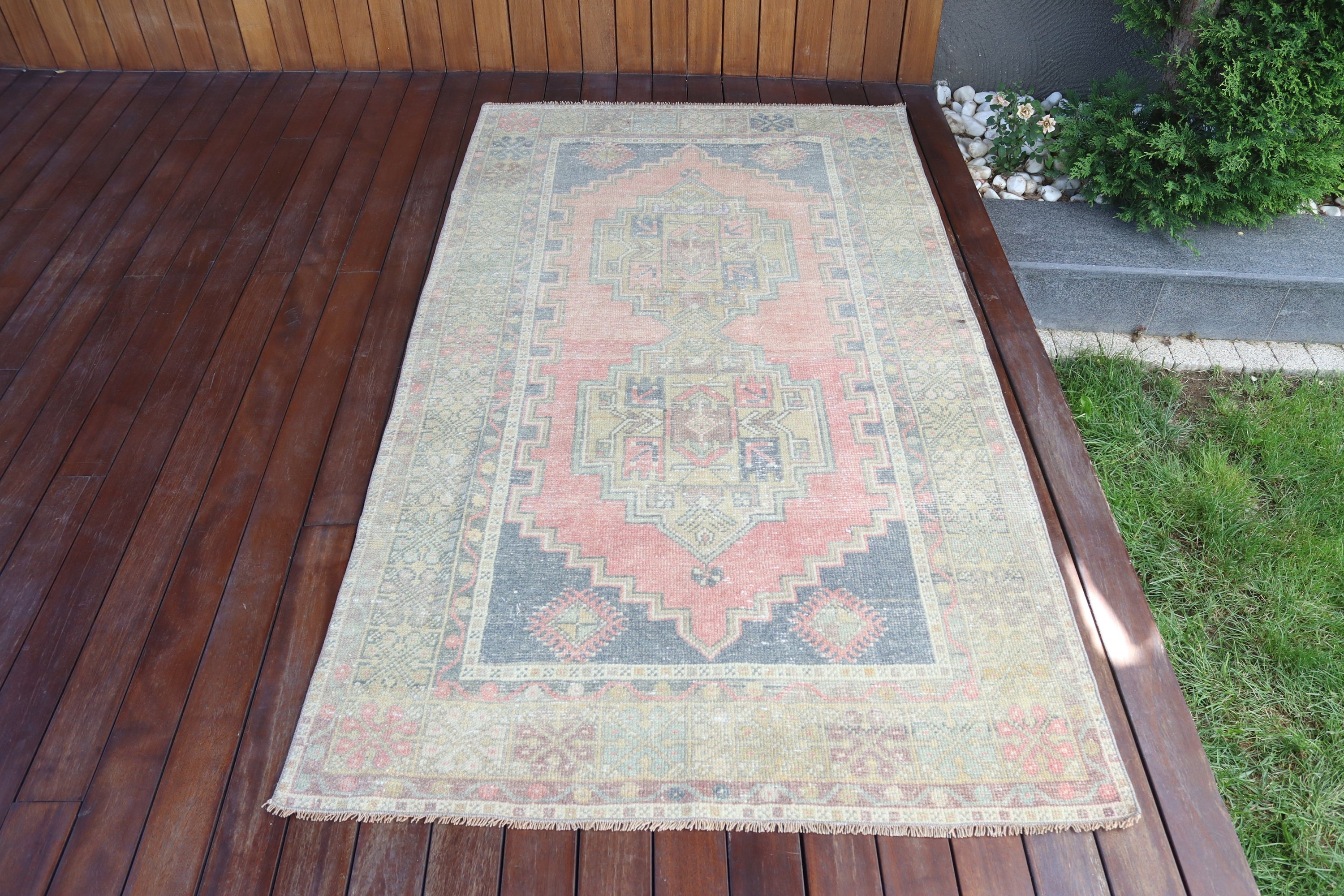 Decorative Rug, Nursery Rug, 3.6x6.5 ft Accent Rug, Turkish Rugs, Vintage Rug, Wool Rugs, Boho Rug, Beige Anatolian Rugs