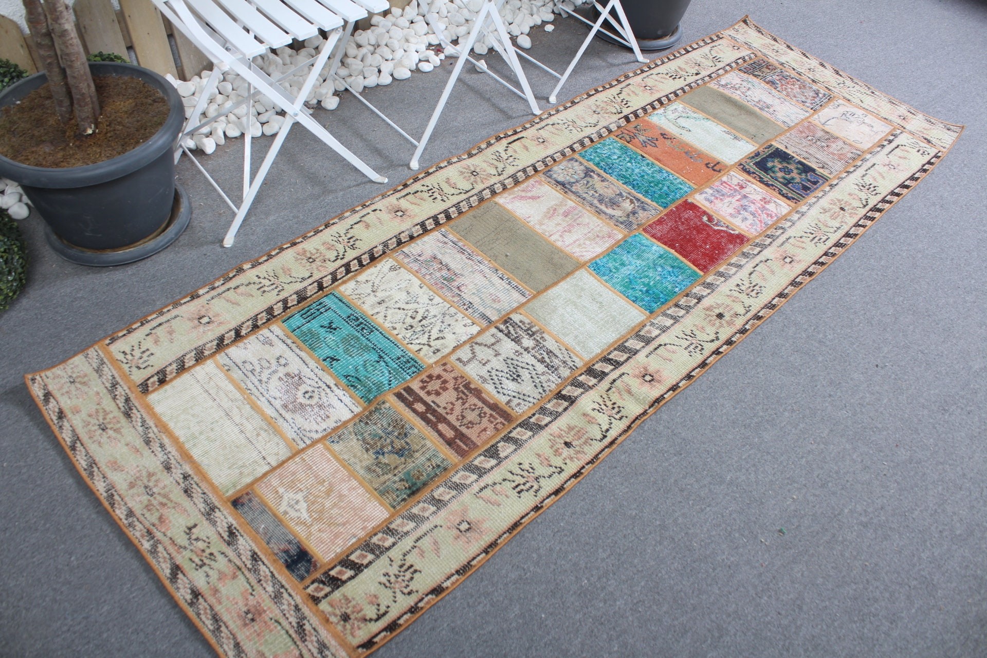 Mutfak Halısı, Merdiven Halısı, Vintage Halı, Havalı Halılar, Runner Halıları, Türk Halısı, Gökkuşağı 2.8x8.1 ft Runner Halıları, El Dokuma Halı