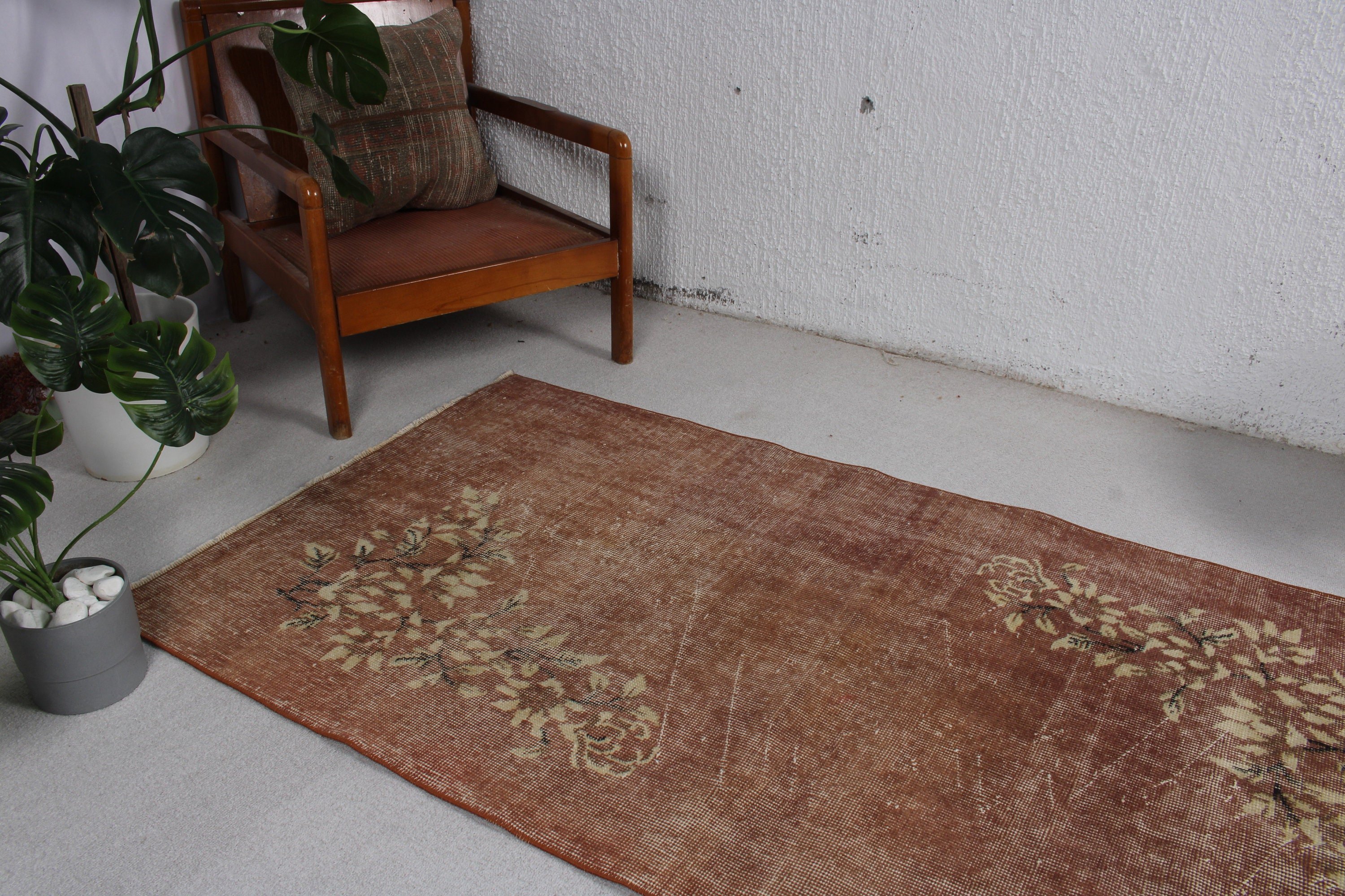 Kitchen Rugs, Vintage Rug, Turkish Rugs, Office Rugs, 3.3x6.4 ft Accent Rugs, Brown Home Decor Rugs, Bedroom Rugs, Entry Rug