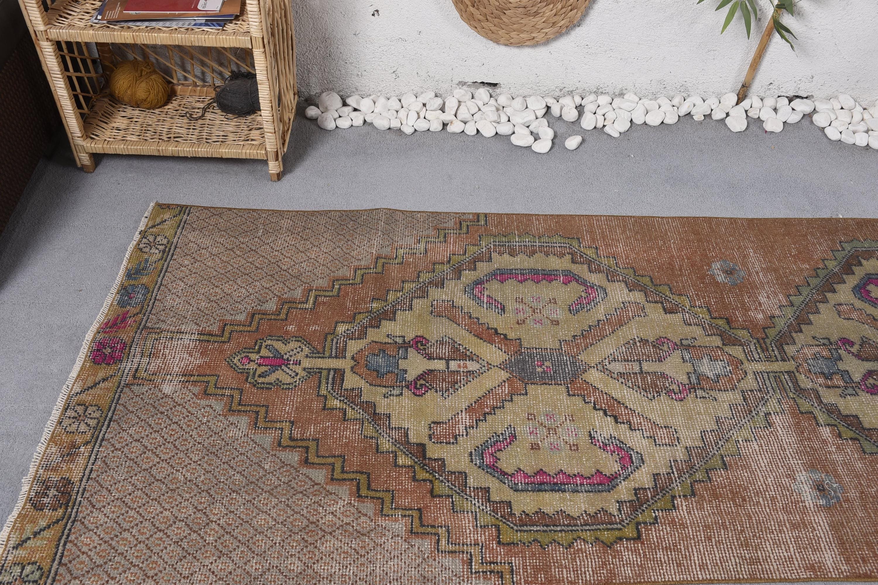 Kırmızı Antika Halı, Oushak Halı, Yer Halısı, Dekoratif Halılar, Vintage Halı, Türk Halısı, 3.2x8.1 ft Runner Halısı, Koridor Halıları, Koridor Halıları