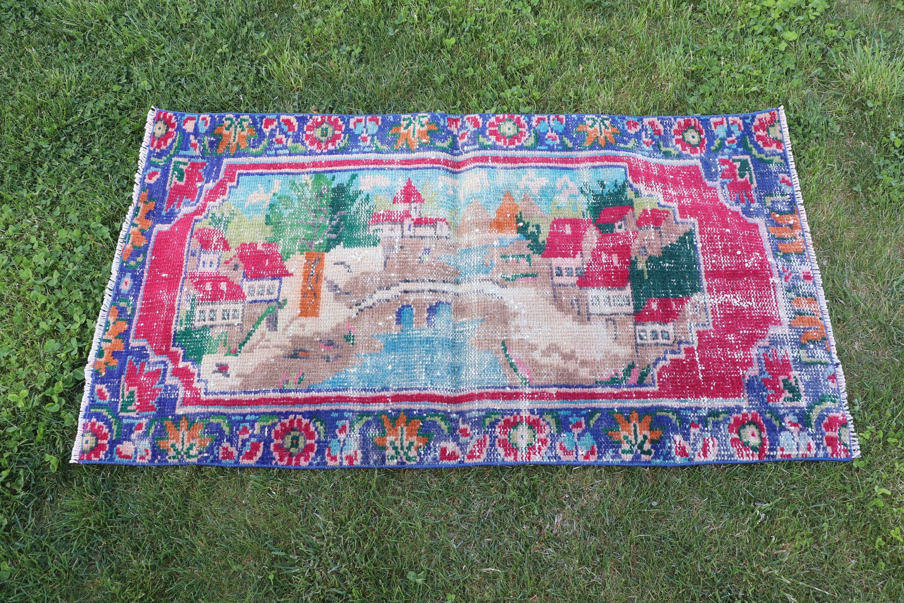 2.4x4.2 ft Küçük Halılar, Vintage Halı, Fas Halıları, Yatak Odası Halıları, Türk Halıları, Mutfak Halısı, Küçük Boho Halısı, Kırmızı Lüks Halı, Banyo Halısı