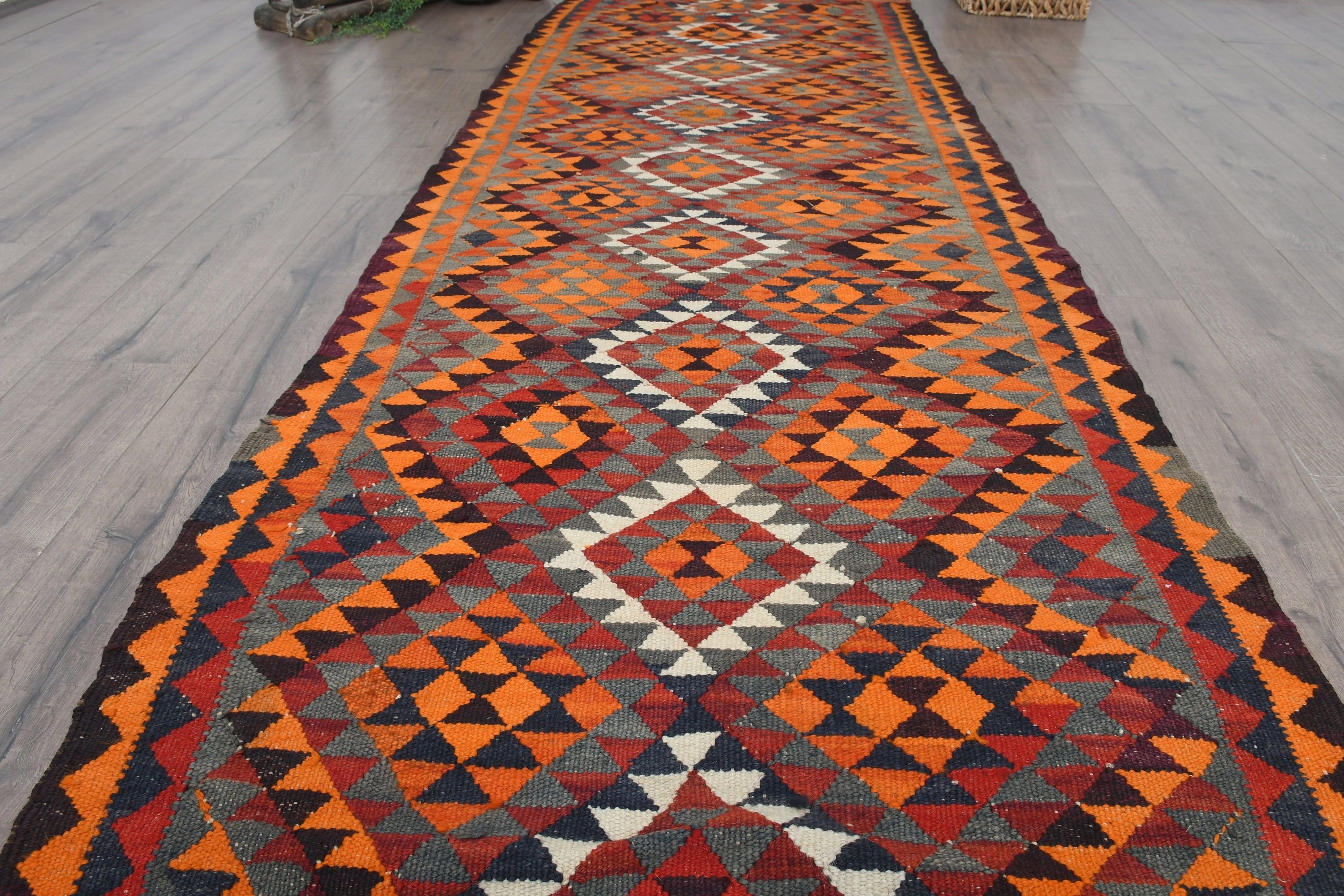 3x9.3 ft Runner Rug, Orange Anatolian Rug, Oriental Rug, Handwoven Rug, Kitchen Rug, Turkish Rug, Vintage Rug, Bedroom Rug, Corridor Rugs