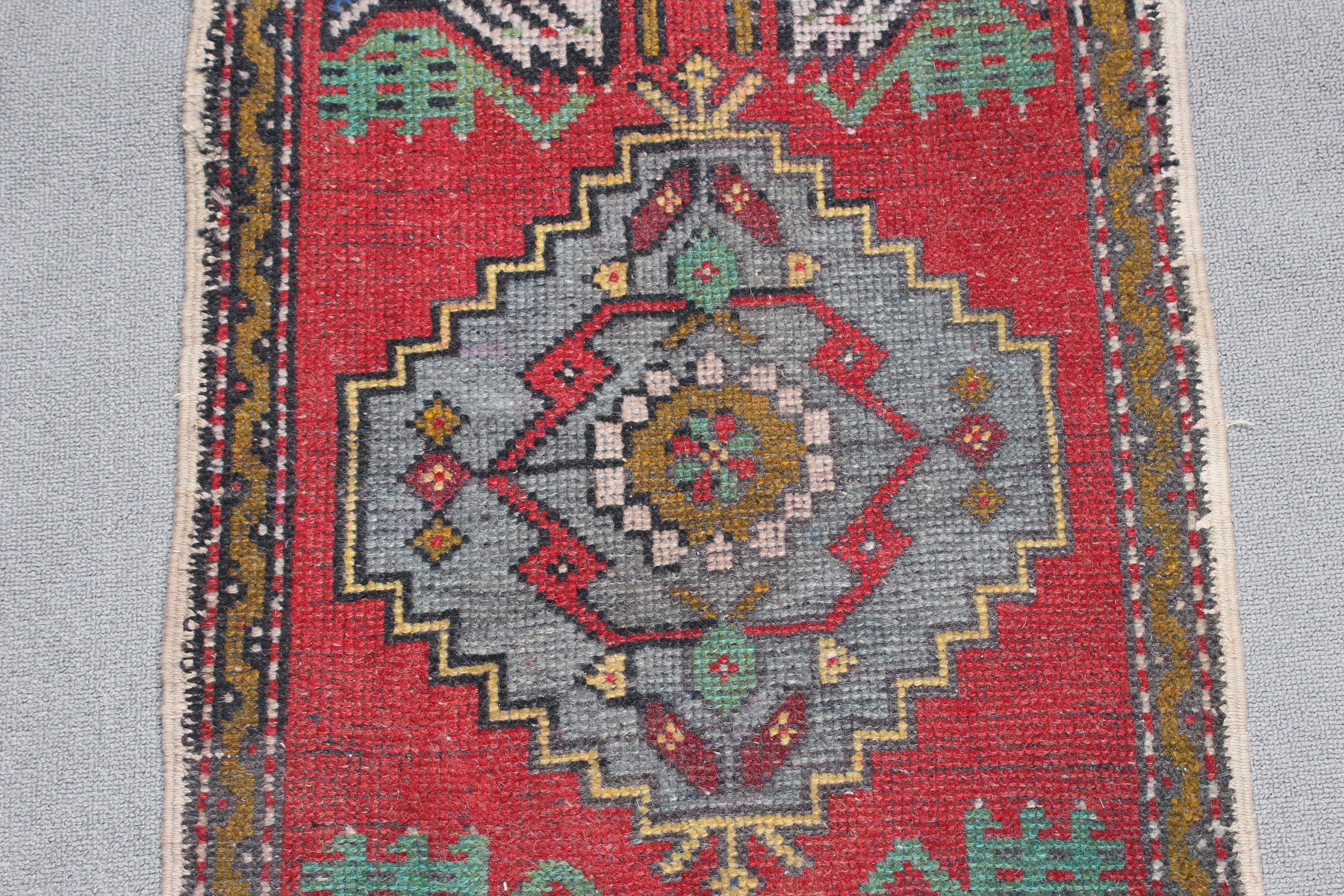 Kırmızı Mutfak Halısı, Kapı Paspası Halısı, 1.7x3 ft Küçük Halı, Çocuk Halısı, Küçük Boho Halıları, El Dokuma Halısı, Yer Halıları, Vintage Halı, Türk Halıları