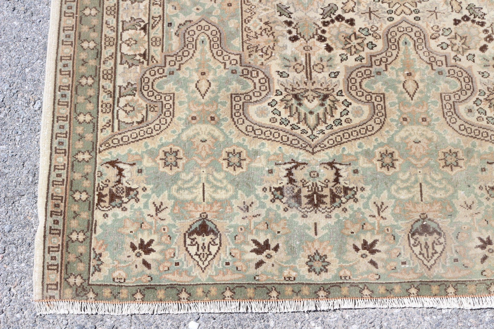 Dining Room Rugs, 6.7x9.4 ft Large Rugs, Turkish Rugs, Salon Rugs, Boho Rugs, Home Decor Rug, Green Antique Rugs, Vintage Rug, Bedroom Rugs