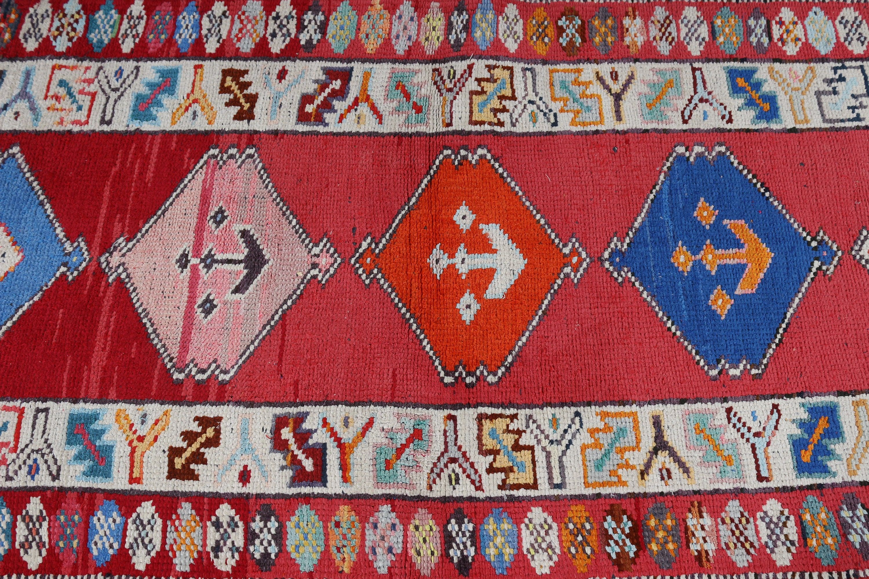 Cute Rugs, Turkish Rug, Anatolian Rug, Kitchen Rugs, Rugs for Runner, Red Moroccan Rugs, 2.8x12.1 ft Runner Rug, Vintage Rug, Floor Rug