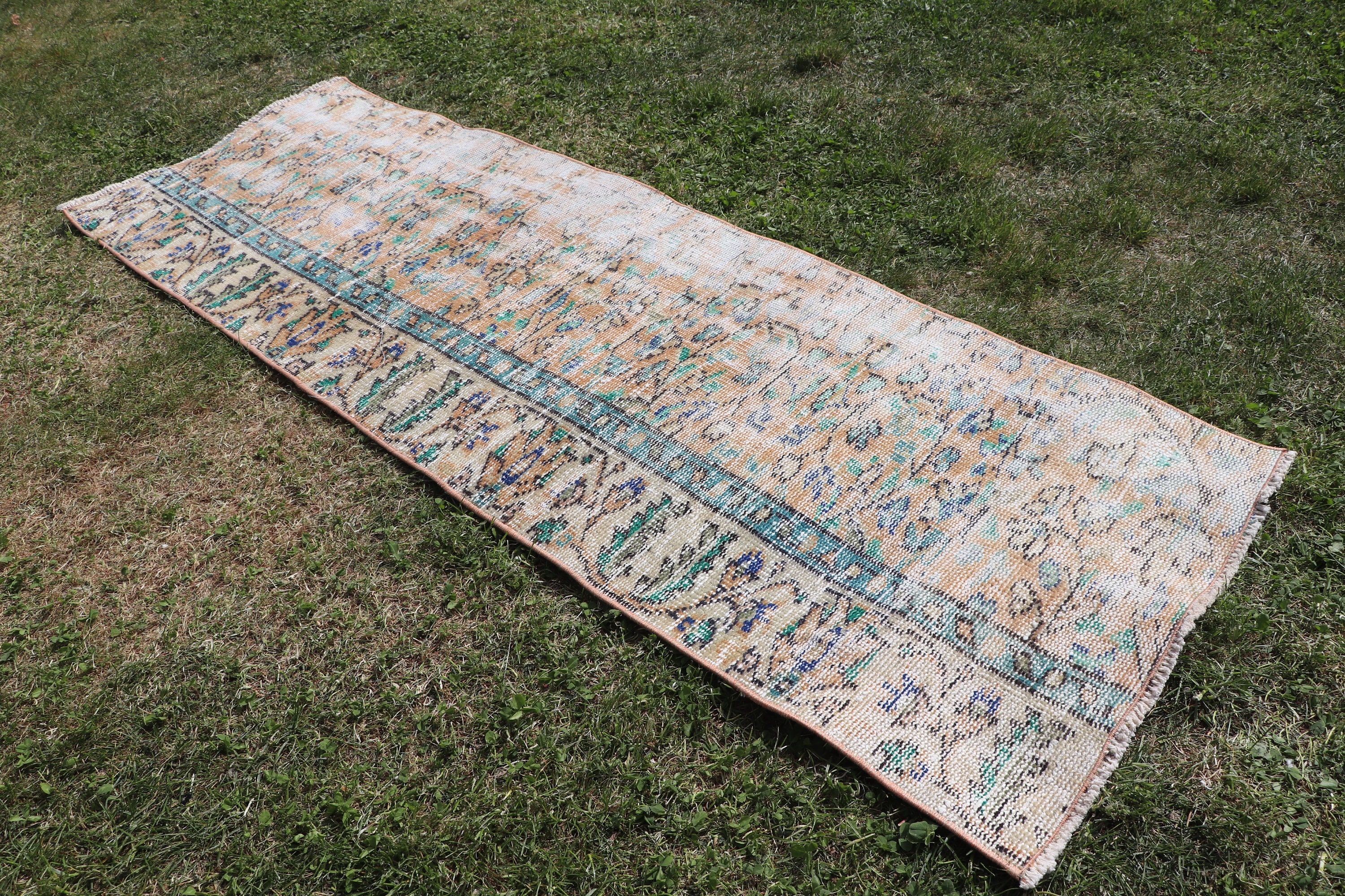 Vintage Runner Halıları, Mutfak Halıları, Vintage Halılar, Türk Halıları, Düz Dokuma Halı, 1.8x5.4 ft Runner Halısı, Geometrik Halılar, Kahverengi Yün Halılar