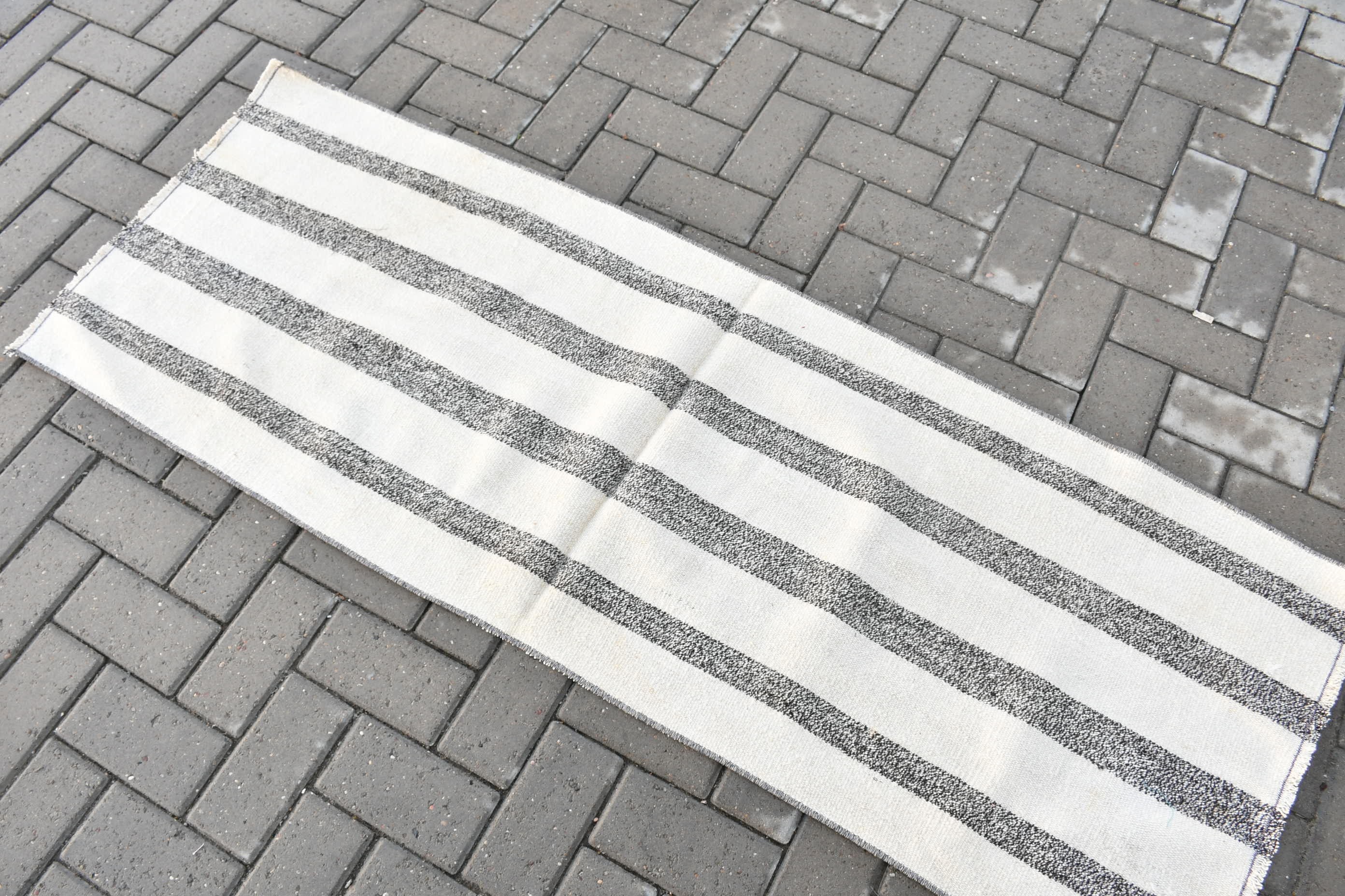 Turkish Rugs, Vintage Rug, Bedroom Rug, Kitchen Rugs, Stair Rugs, White Wool Rug, Corridor Rug, Retro Rugs, Kilim, 2.1x5.7 ft Runner Rug