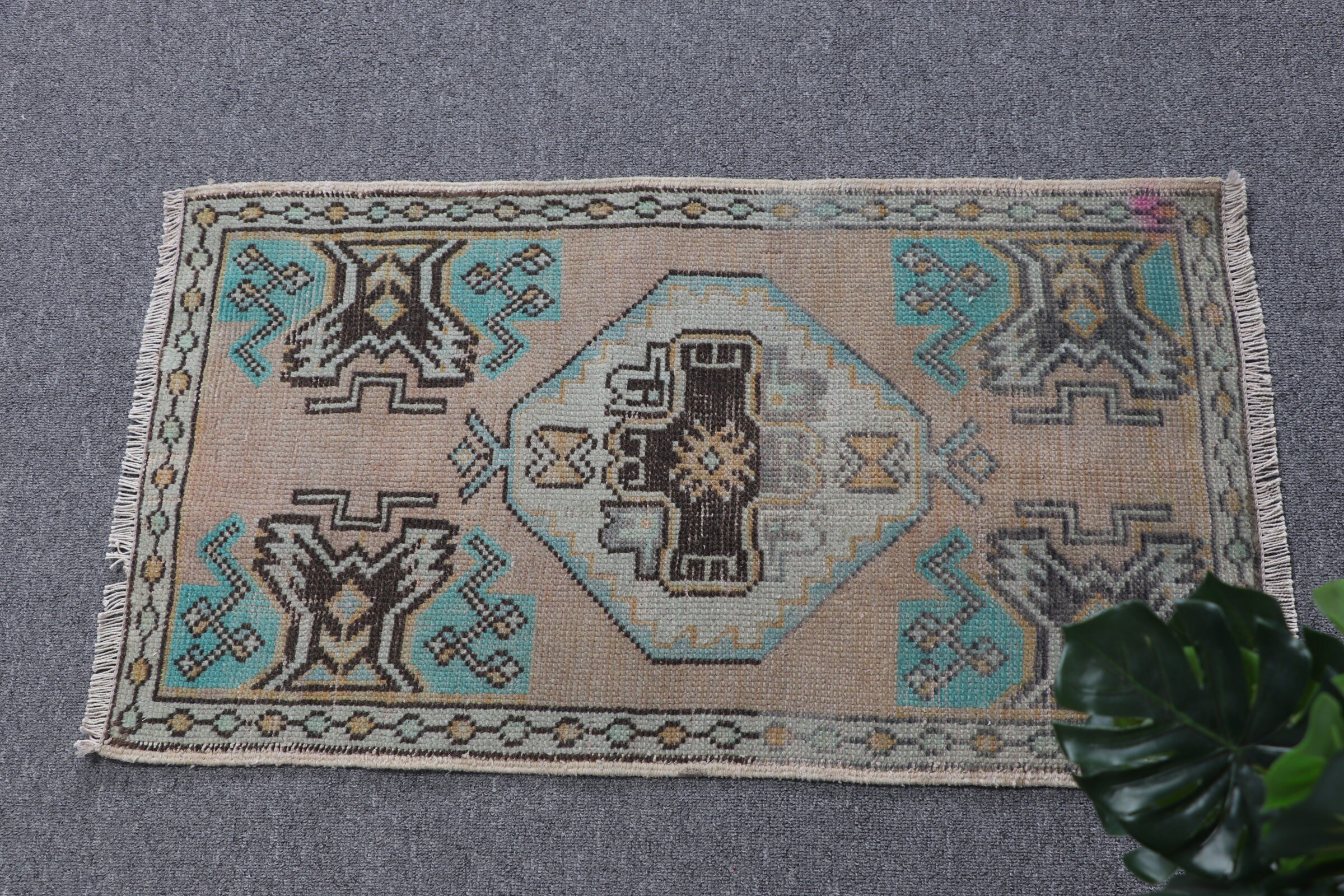 Wall Hanging Rug, Vintage Rug, Kitchen Rugs, Home Decor Rug, Moroccan Rugs, Turkish Rugs, Bronze  1.5x2.7 ft Small Rug