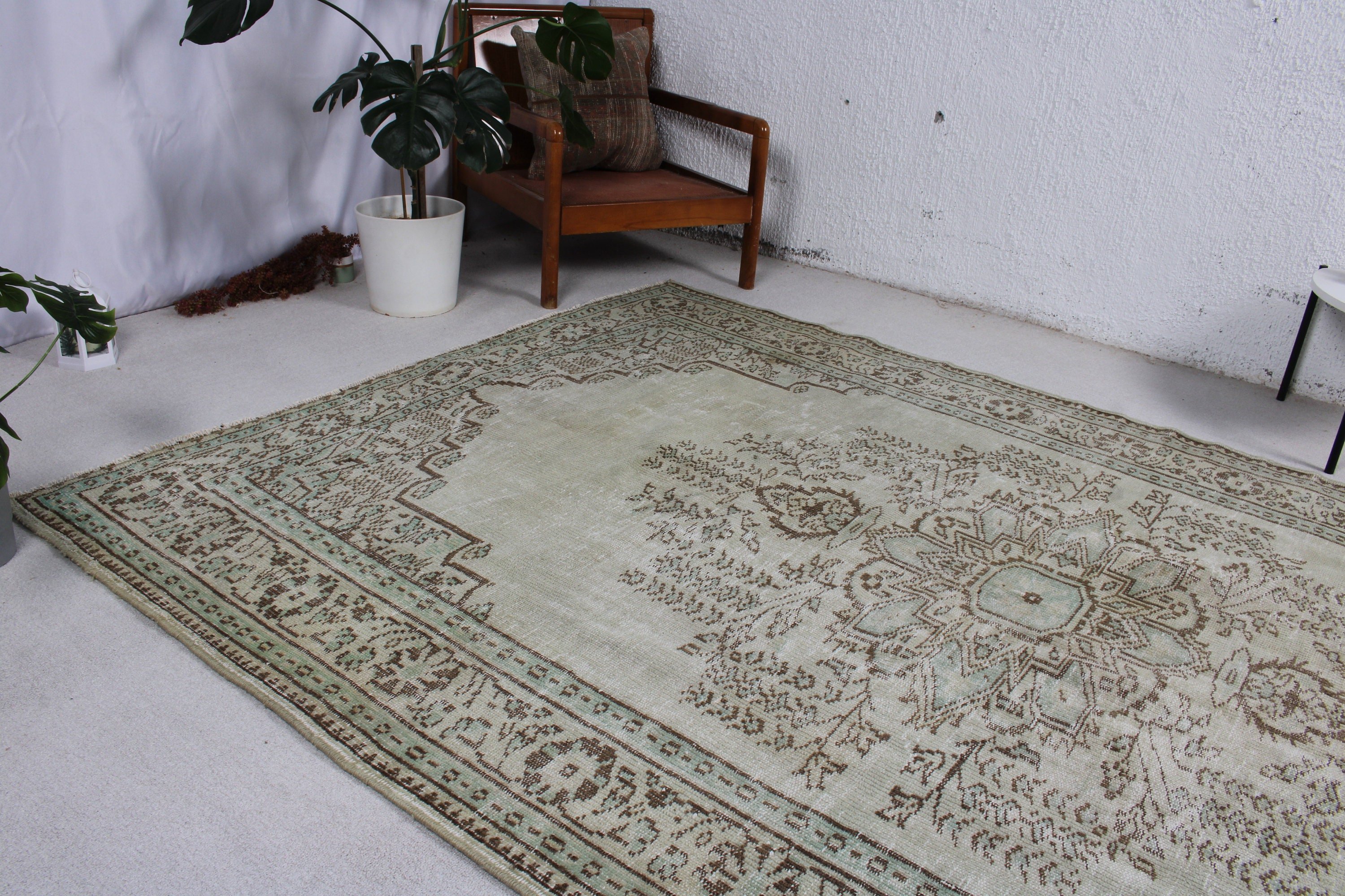 Büyük Boho Halıları, Yer Halıları, 6.3x9.4 ft Büyük Halı, Vintage Halılar, Yatak Odası Halısı, Türk Halısı, Bej Havalı Halılar, Ev Dekorasyonu Halısı