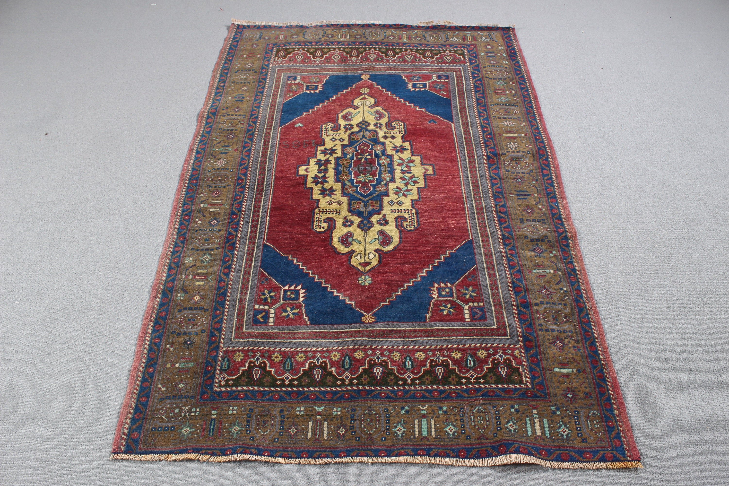 Boho Accent Halılar, 3,8x6,2 ft Accent Halılar, Türk Halısı, Türkiye Halısı, El Dokuma Halı, Düz Dokuma Halılar, Kırmızı Oryantal Halı, Giriş Halıları, Vintage Halı