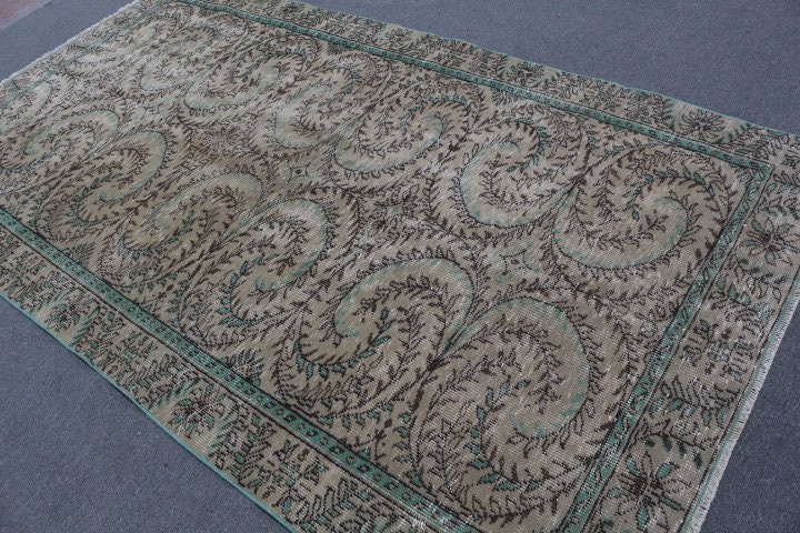 Salon Halısı, Antika Halı, Yatak Odası Halısı, Bej Mutfak Halısı, Oturma Odası Halıları, Türk Halısı, 5.4x9.6 ft Büyük Halı, Oushak Halıları, Vintage Halı