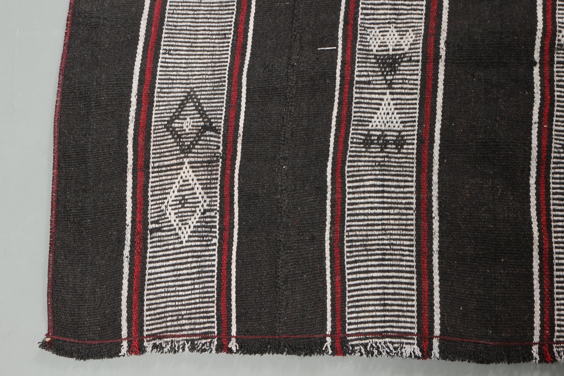 Salon Kilim, Anadolu Kilim, Siyah Zemin Kilim, 176x356 cm Salon Kilim, Oturma odası Kilim, Yemek odası Kilim, Nostaljik Kilim