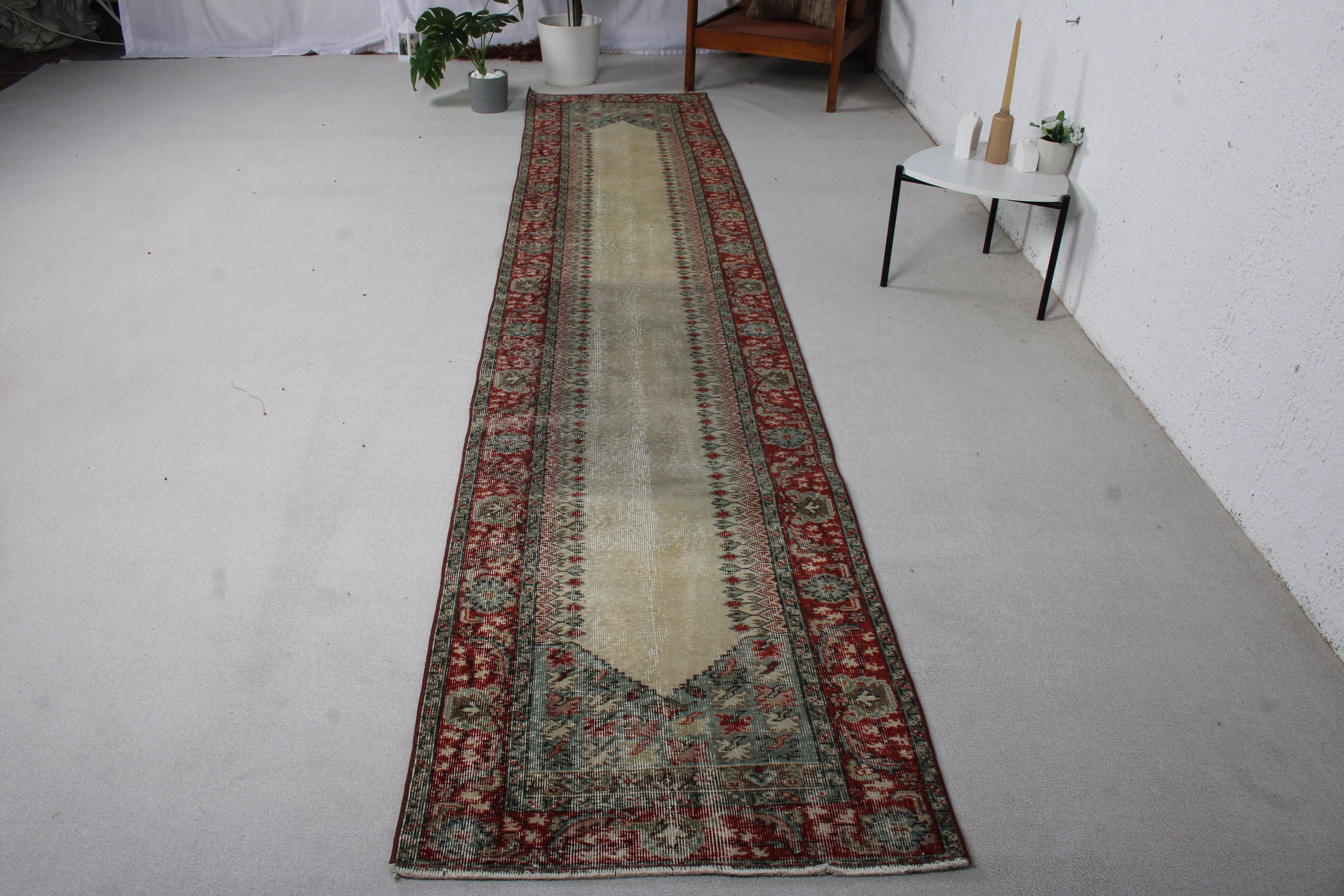 Uzun Yolluk Halıları, Ev Dekorasyonu Halıları, Kırmızı Düz ​​Dokuma Halı, 2.7x12.5 ft Runner Halısı, Yün Halısı, Vintage Runner Halıları, Türk Halıları, Vintage Halılar