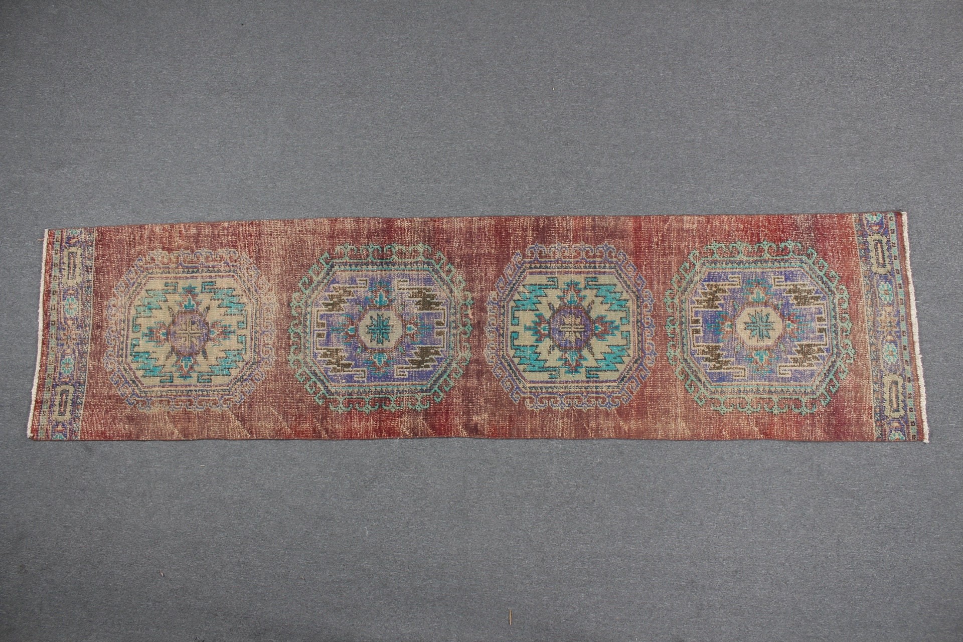 2.8x11.2 ft Yolluk Halısı, Vintage Halı, Oushak Halısı, Türk Halısı, Mor Anadolu Halıları, Düğün Halısı, Anadolu Halısı, Koridor Halısı, Koridor Halıları