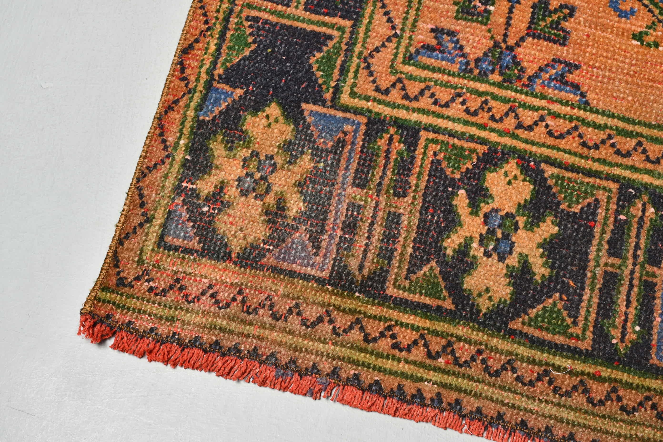 4.3x11.7 ft Runner Rug, Hallway Rugs, Orange Kitchen Rug, Turkish Rug, Vintage Rugs, Home Decor Rug, Rugs for Hallway