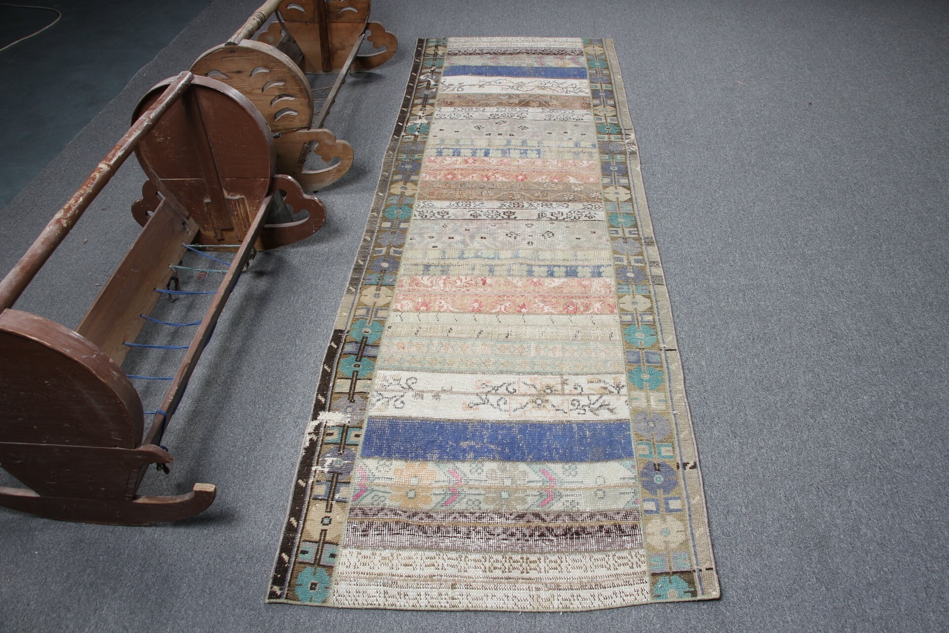 Turkish Rug, Oriental Rug, Hallway Rugs, Beige Moroccan Rugs, Rugs for Hallway, Vintage Rug, Floor Rug, Stair Rugs, 2.8x8.9 ft Runner Rug