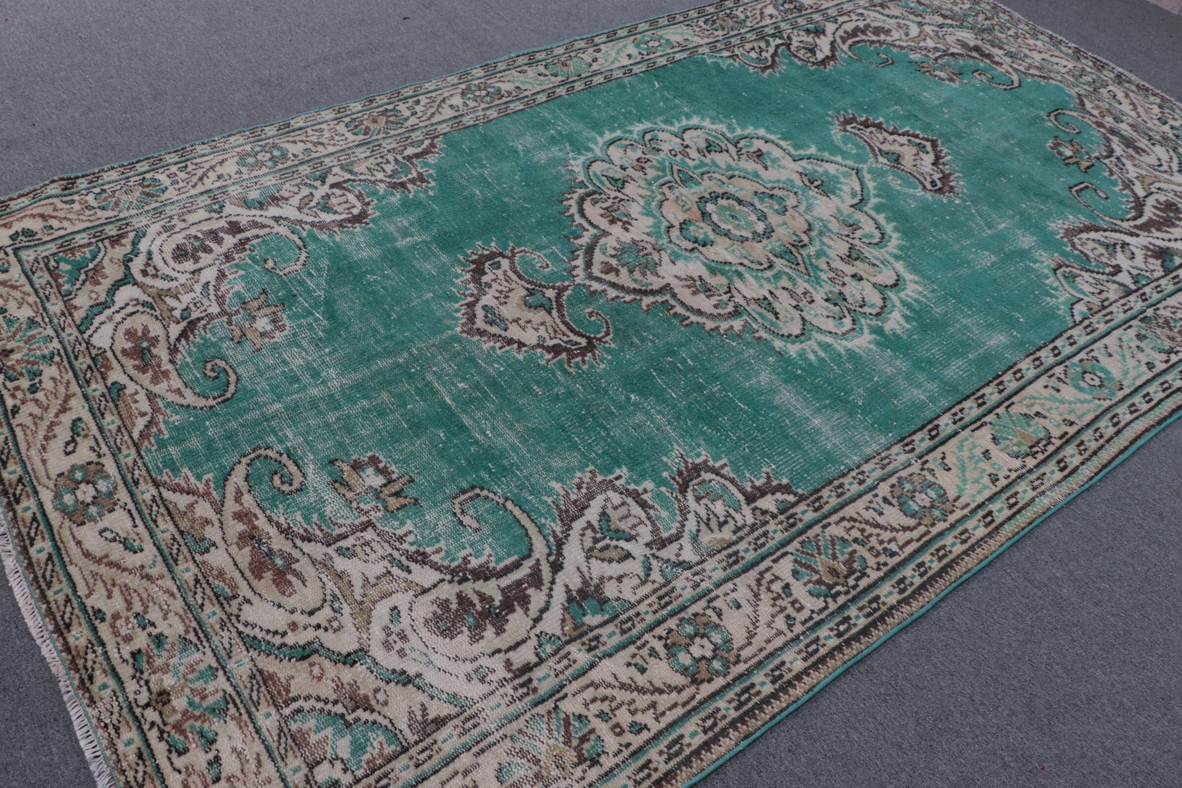 Living Room Rug, Turkish Rug, Moroccan Rug, Handmade Rug, Cool Rug, Bedroom Rug, 5.6x9.7 ft Large Rug, Green Antique Rug, Vintage Rug