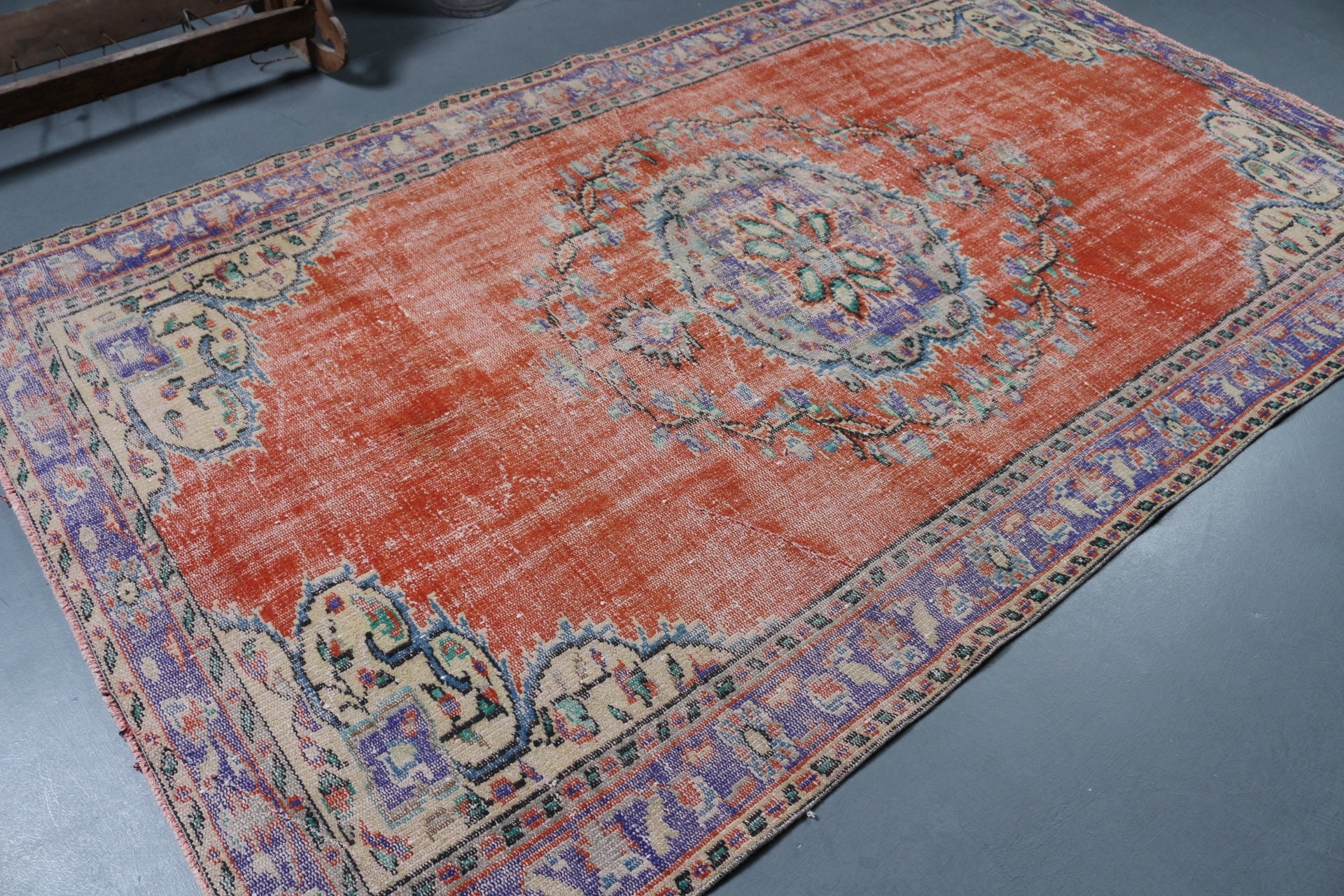 Moroccan Rug, Cool Rugs, Orange Bedroom Rug, Turkish Rugs, Bright Rugs, Vintage Rug, 5.5x9.3 ft Large Rugs, Salon Rug, Dining Room Rugs