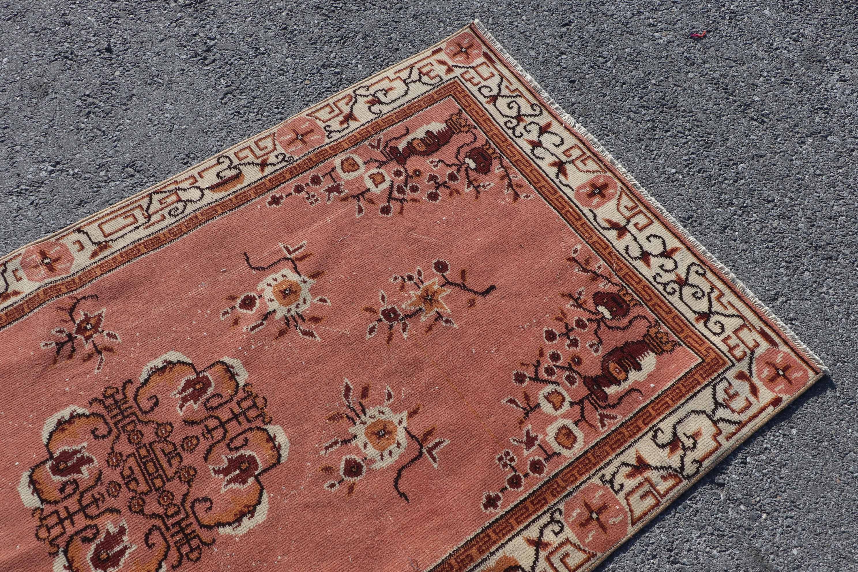 Turkish Rug, Rugs for Nursery, Floor Rug, 3.5x6.9 ft Area Rugs, Moroccan Rug, Red Antique Rug, Vintage Rug, Nursery Rug