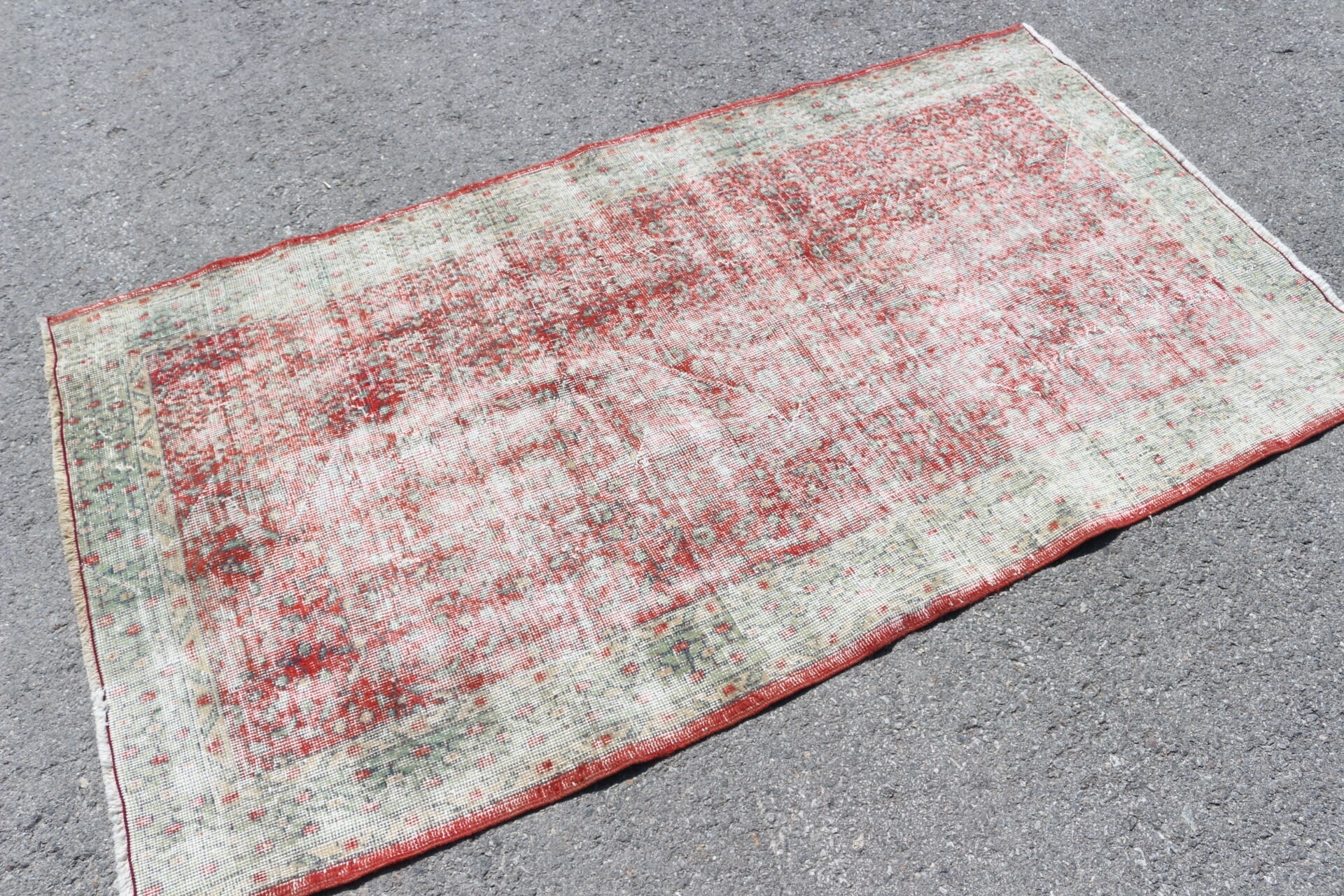 Oushak Rug, Rugs for Kitchen, Moroccan Rug, Kitchen Rugs, Vintage Rug, Turkish Rug, Red  3.6x6.4 ft Accent Rugs, Entry Rug