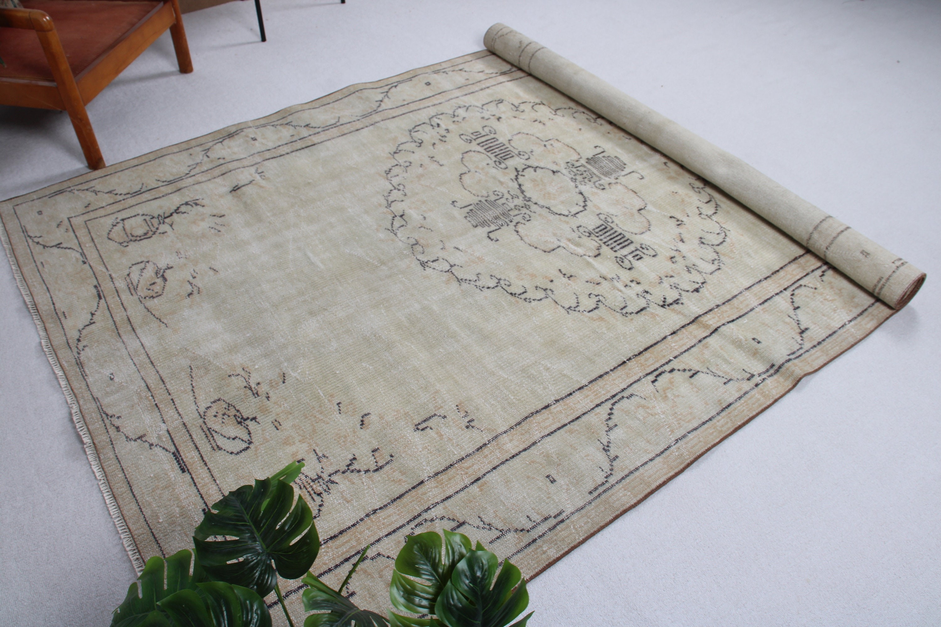 Vintage Halı, Oturma Odası Halıları, Yün Halılar, 5.6x9.1 ft Büyük Halılar, Mutfak Halıları, Büyük Vintage Halılar, Türk Halıları, Bej Antika Halılar