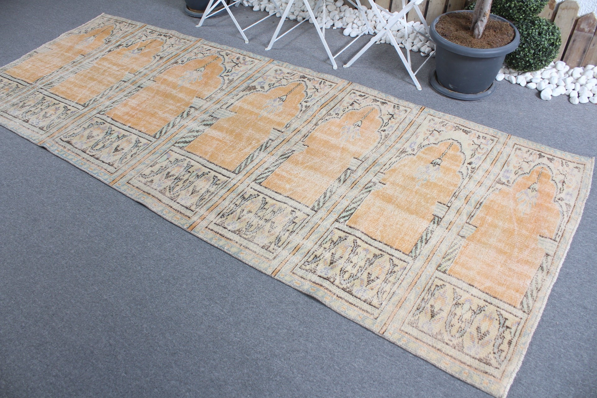 Mutfak Halıları, Turuncu Oryantal Halı, Türk Halısı, Merdiven Halısı, 3,9x9,9 ft Runner Halısı, Ev Dekor Halısı, Eski Halılar, Yer Halısı, Vintage Halı