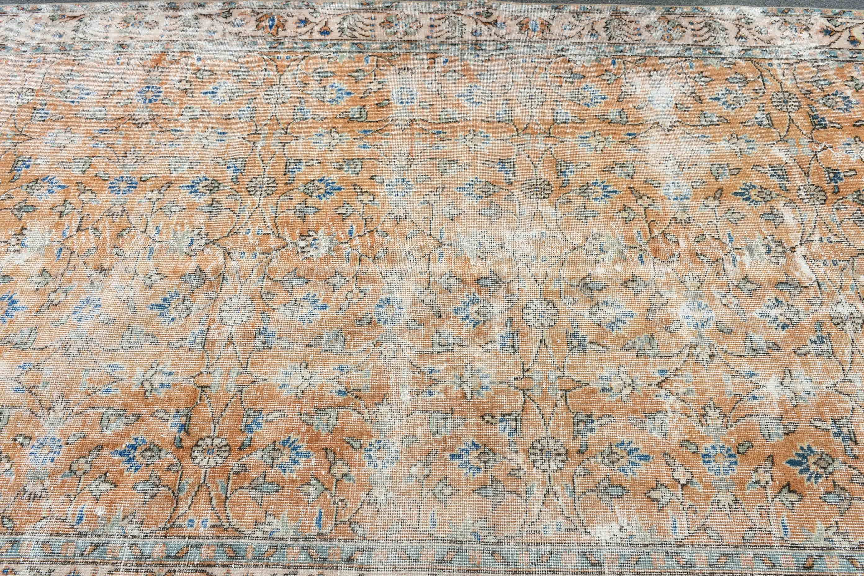 Living Room Rug, Antique Rugs, Turkish Rug, 4.8x8.4 ft Large Rug, Vintage Rugs, Dining Room Rugs, Orange Home Decor Rug