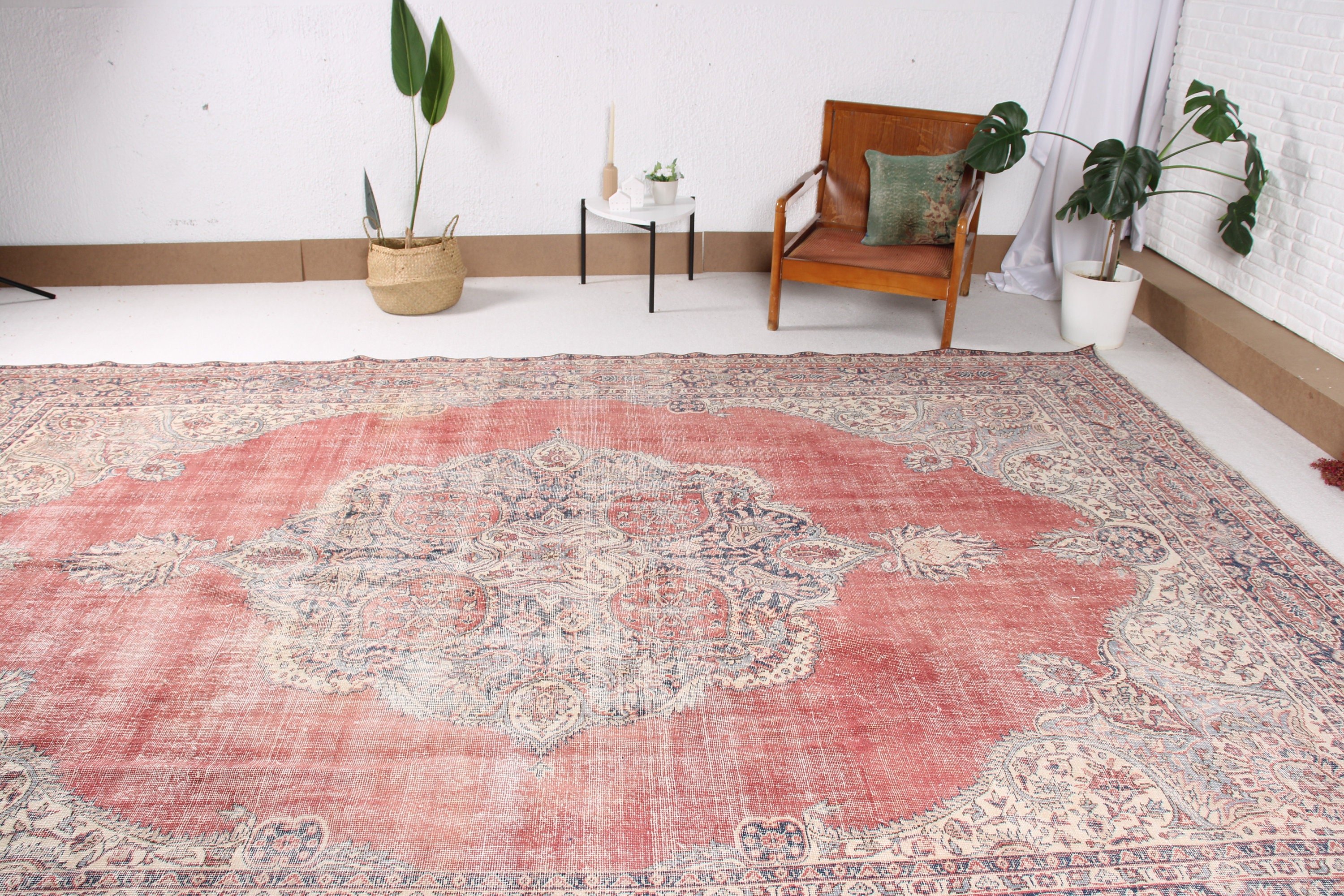 Turkish Rug, 8.7x12.9 ft Oversize Rug, Vintage Rug, Flatweave Rugs, Oversize Vintage Rug, Red Wool Rug, Dining Room Rug, Modern Rugs