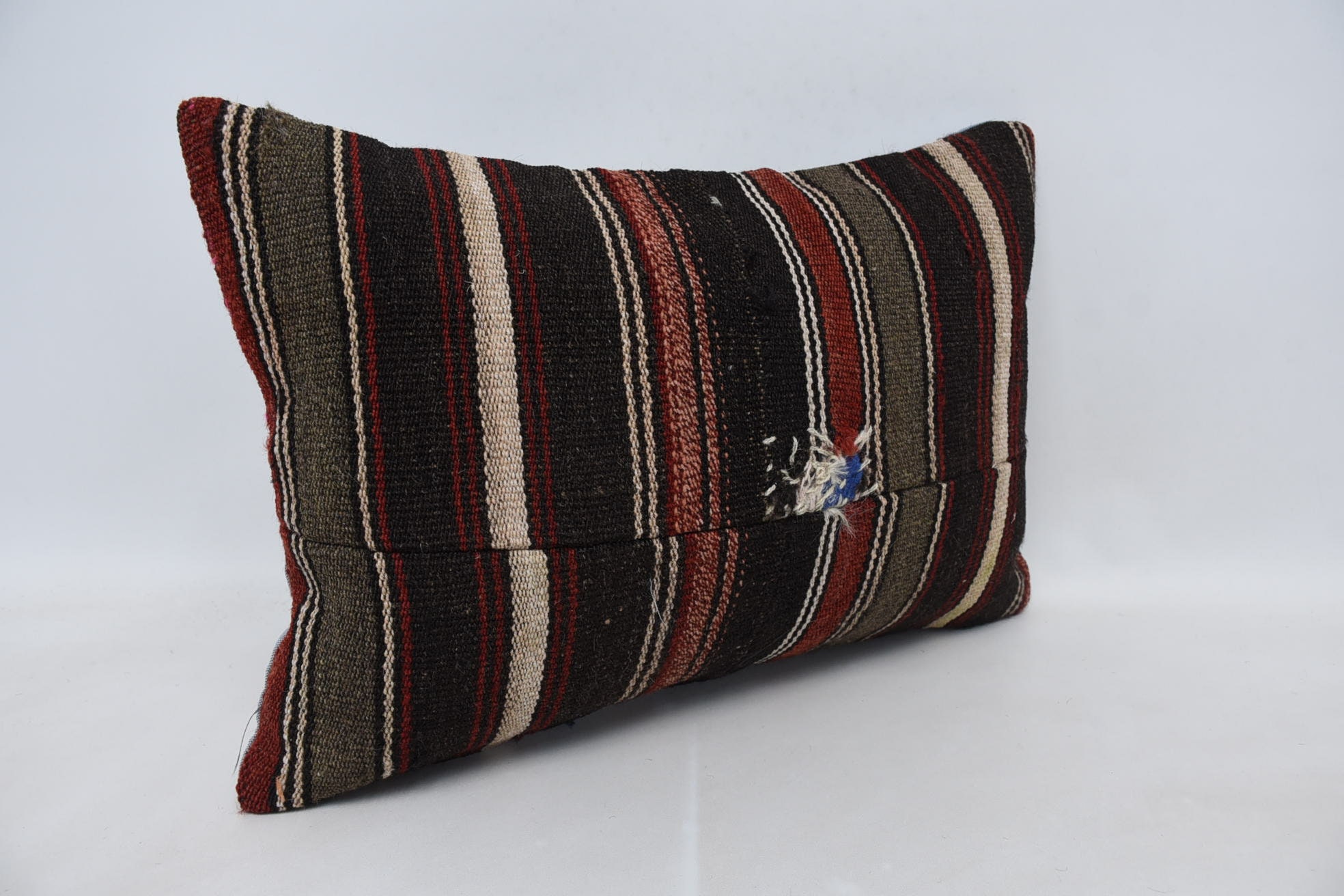 Nautical Throw Cushion, Antique Pillows, Boho Pillow Sham Cover, Muted Cushion Case, Kilim Cushion Sham, 16"x24" Brown Pillow