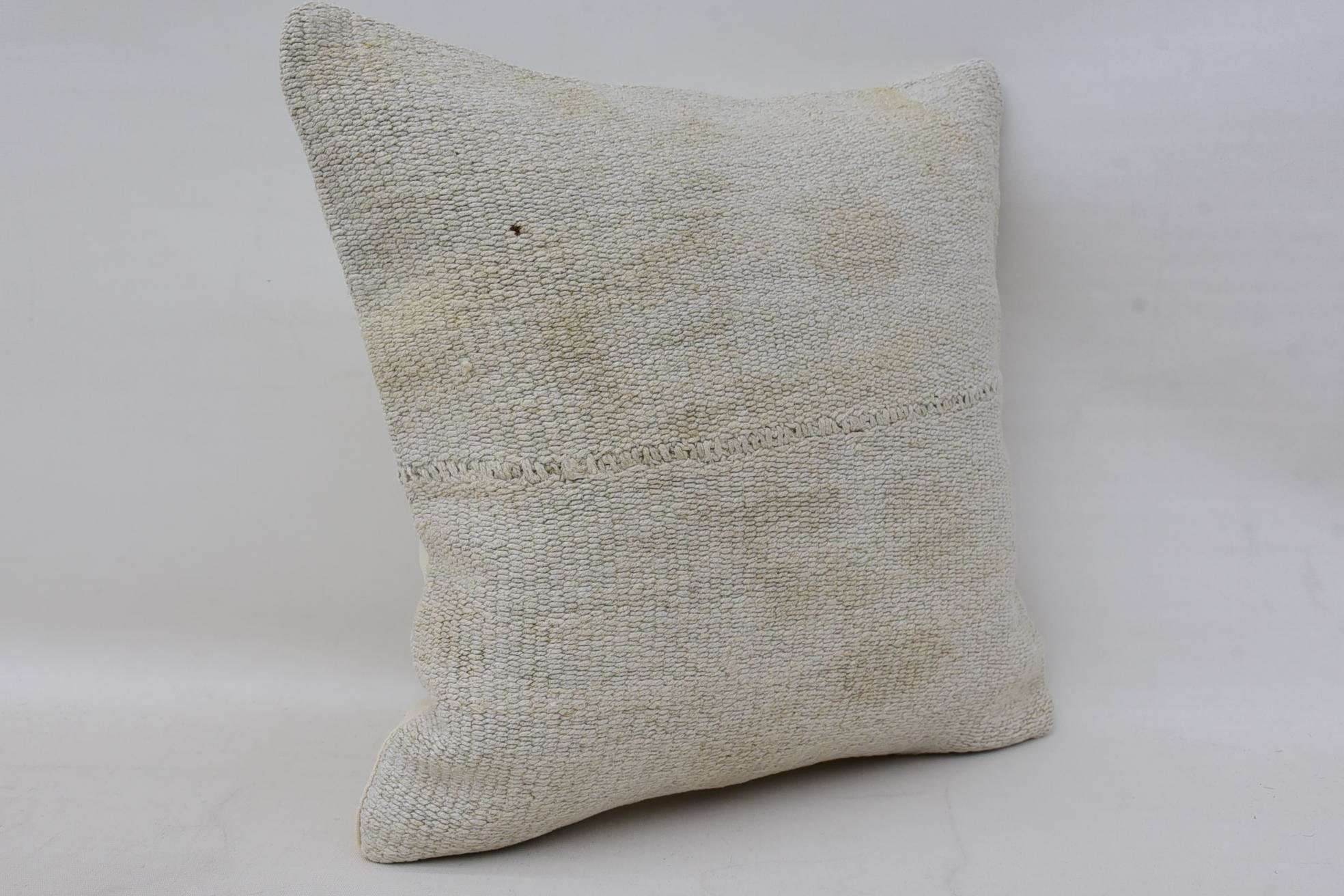 Antique Pillows, 14"x14" White Cushion, Vintage Kilim Throw Pillow, Handmade Kilim Cushion, Decorative Throw Pillow Sham