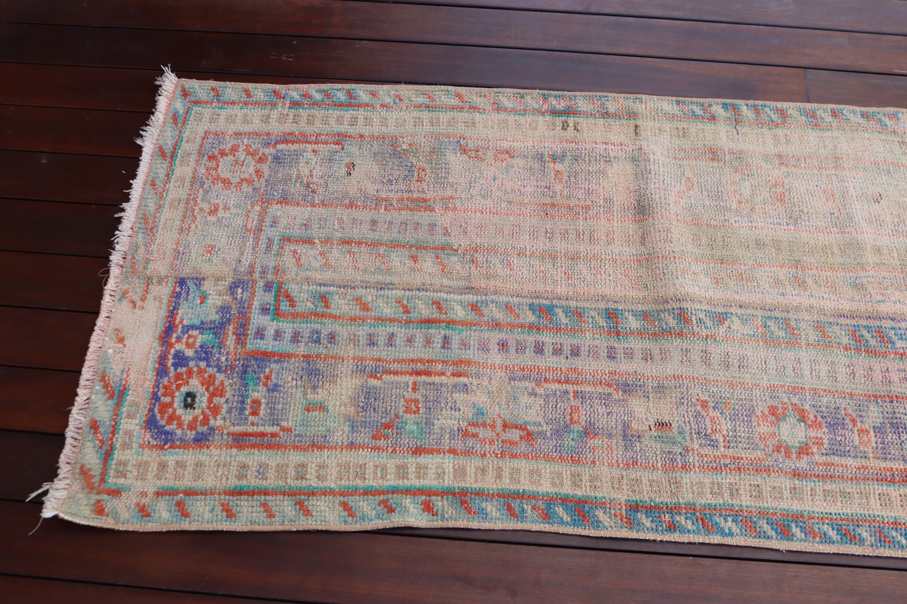 Oushak Rug, Turkish Rugs, Beni Ourain Runner Rugs, Moroccan Rugs, Vintage Rug, Beige Oushak Rugs, Hallway Rug, 2.4x8.5 ft Runner Rugs