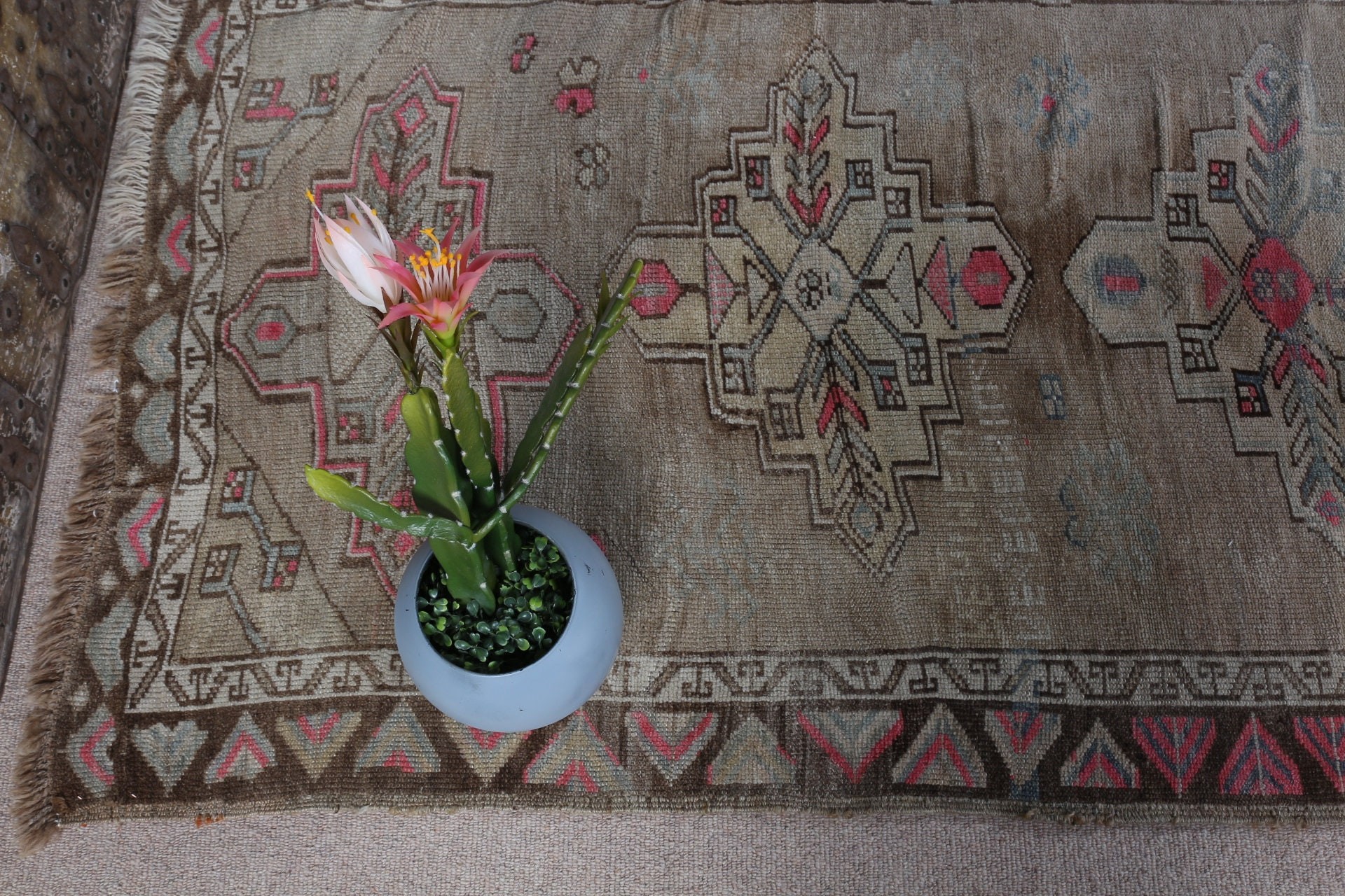 Turkish Rug, Vintage Rugs, Brown Anatolian Rug, Entry Rugs, Kitchen Rug, Nursery Rugs, Rugs for Nursery, Wool Rugs, 3.3x6.7 ft Accent Rugs