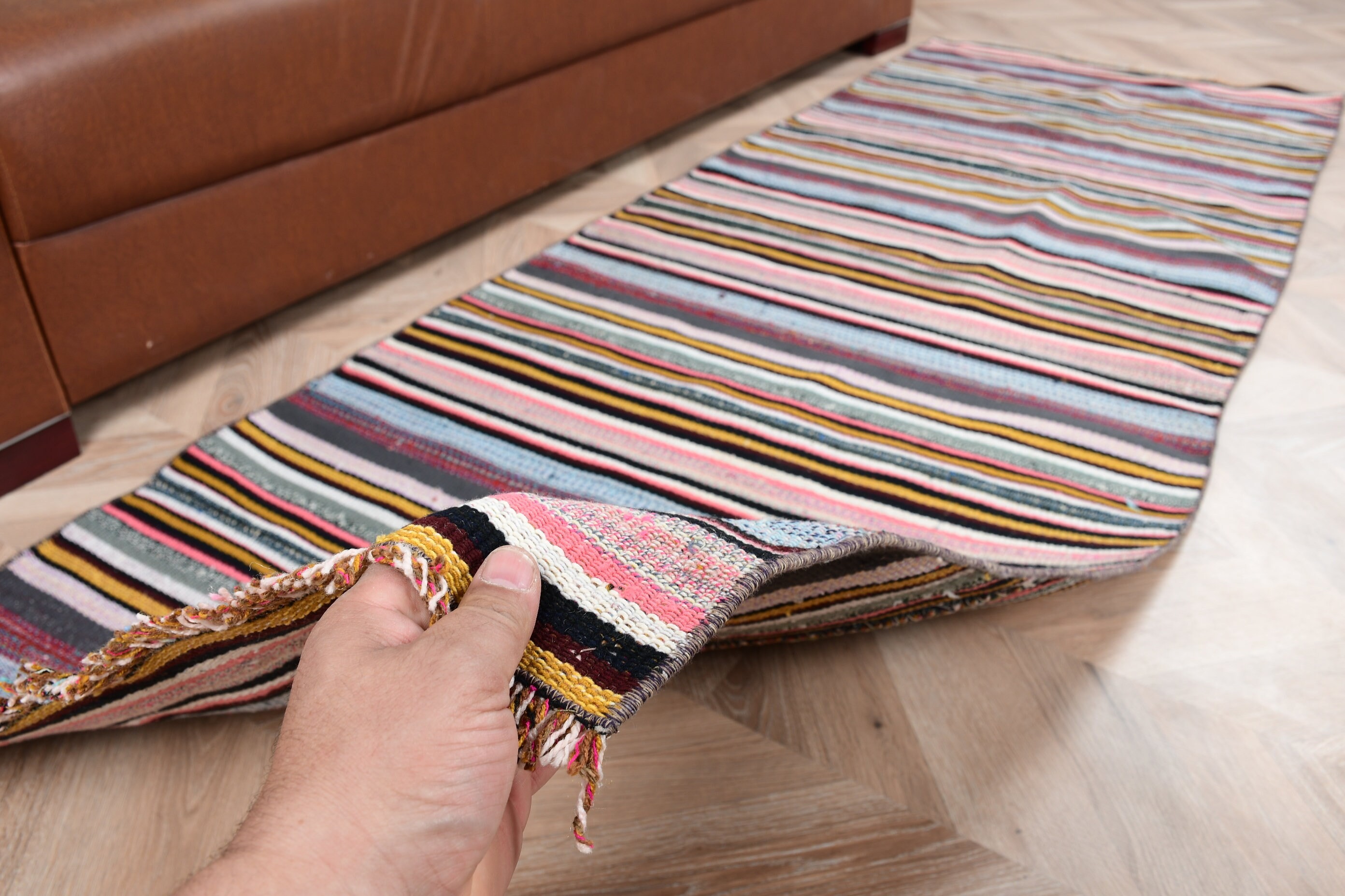 Kilim, Pembe Yün Halılar, Türk Halısı, 2.6x7.3 ft Runner Halısı, Koridor Halısı, Yer Halısı, Koridor Halıları, Vintage Halı, Retro Halı