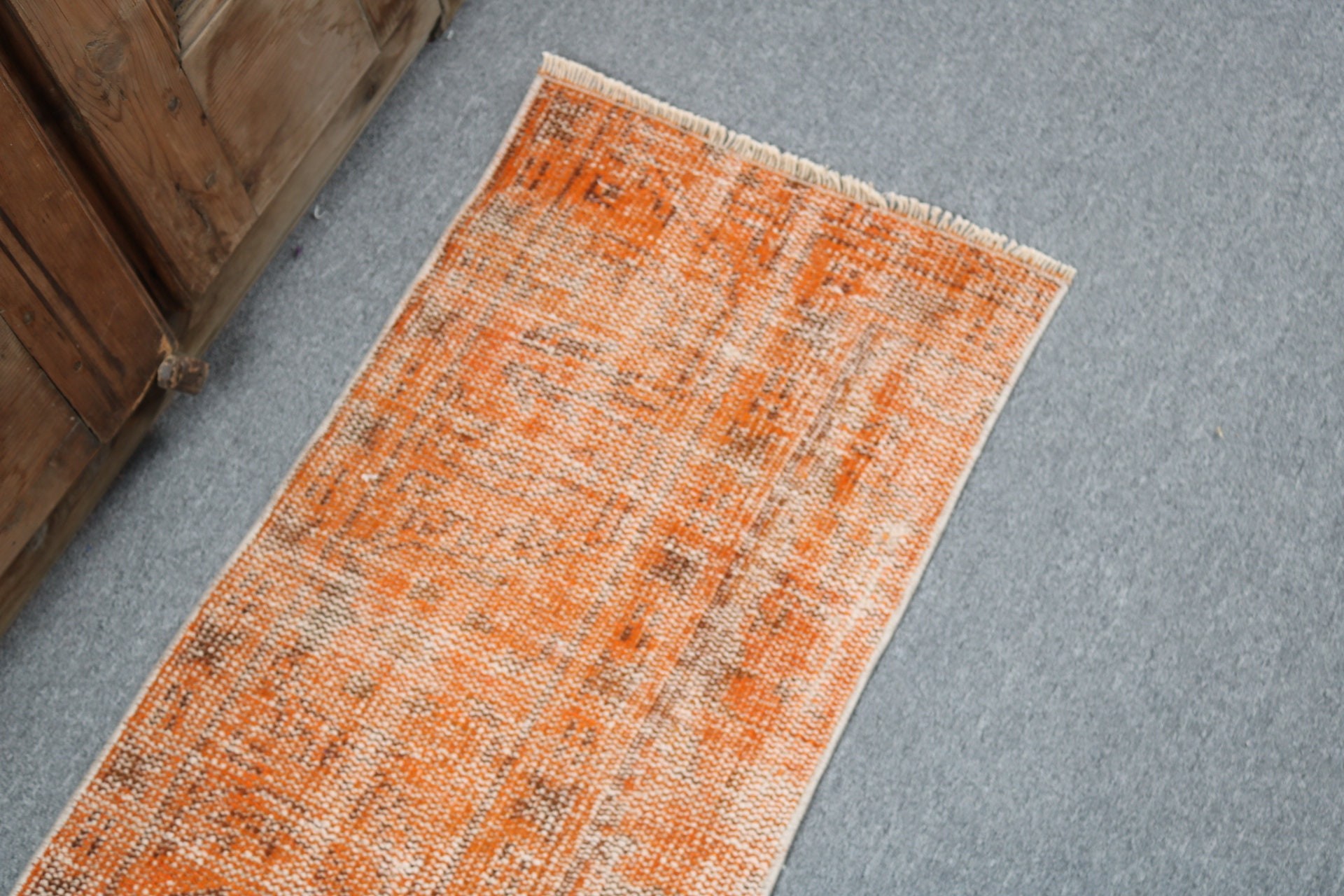 Handwoven Rug, Orange Flatweave Rug, Geometric Rug, Luxury Rugs, Turkish Rugs, 1.5x3 ft Small Rugs, Car Mat Rug, Kitchen Rug, Vintage Rugs