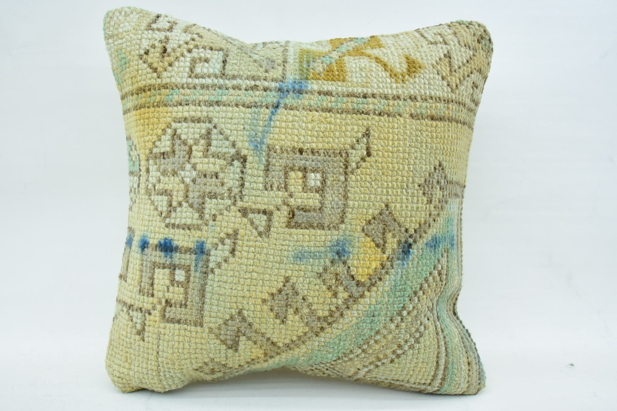 Art Deco Pillow Cover, Gift Pillow, Kilim Cushion Sham, 16"x16" Beige Cushion Cover, Boho Pillow Sham Cover, Bolster Pillow Case